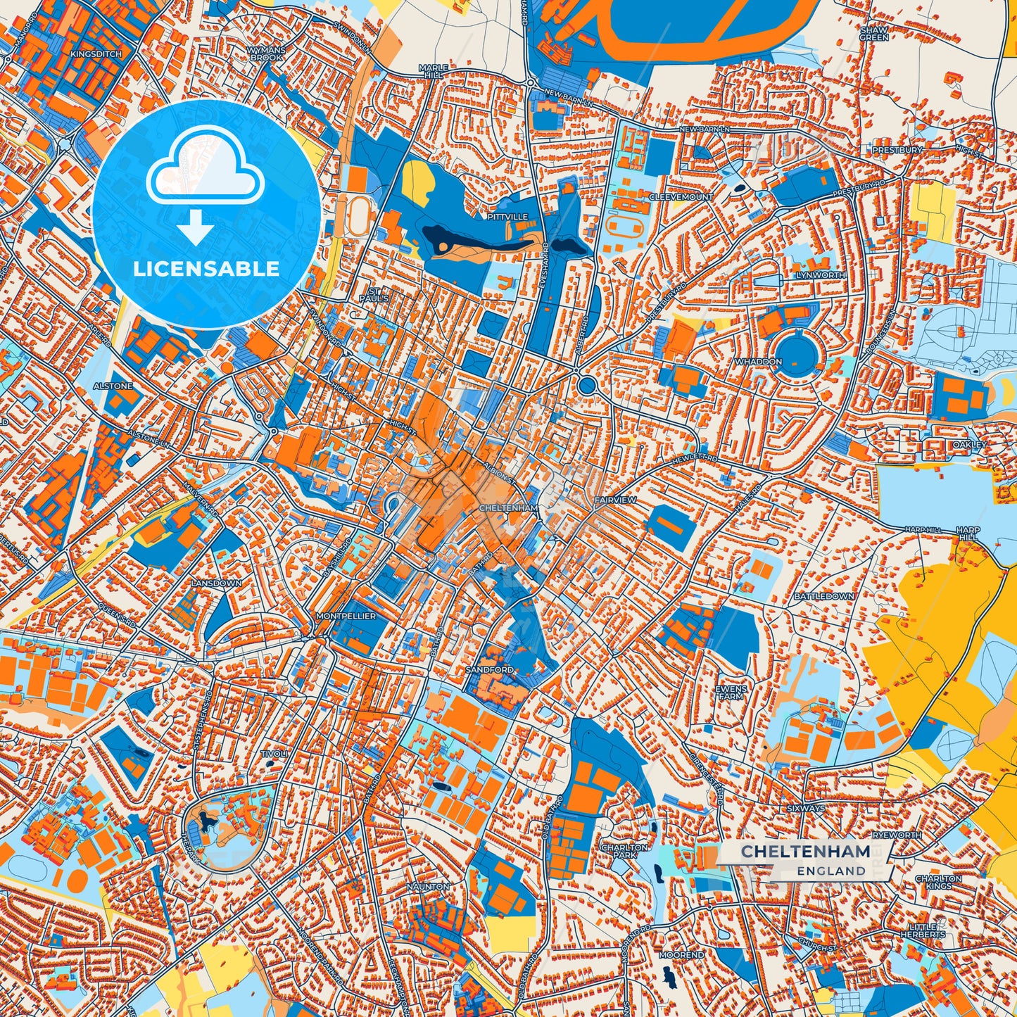 Canvas Print Template of Cheltenham Street Map