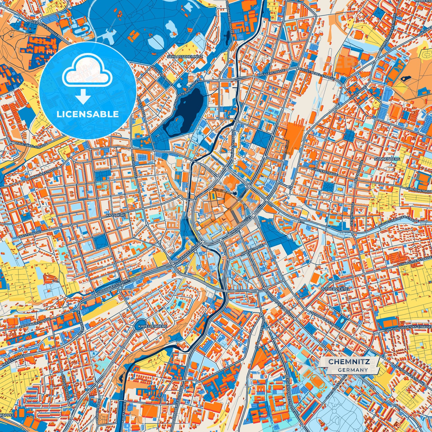 Canvas Print Template of Chemnitz Street Map