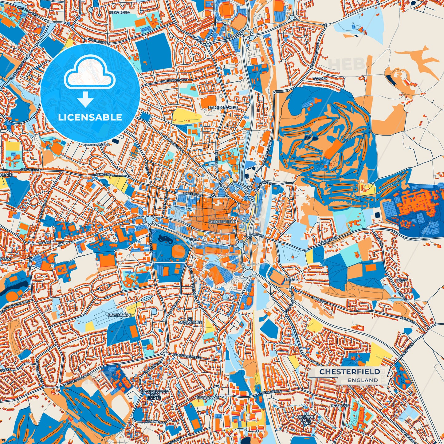 Canvas Print Template of Chesterfield Street Map