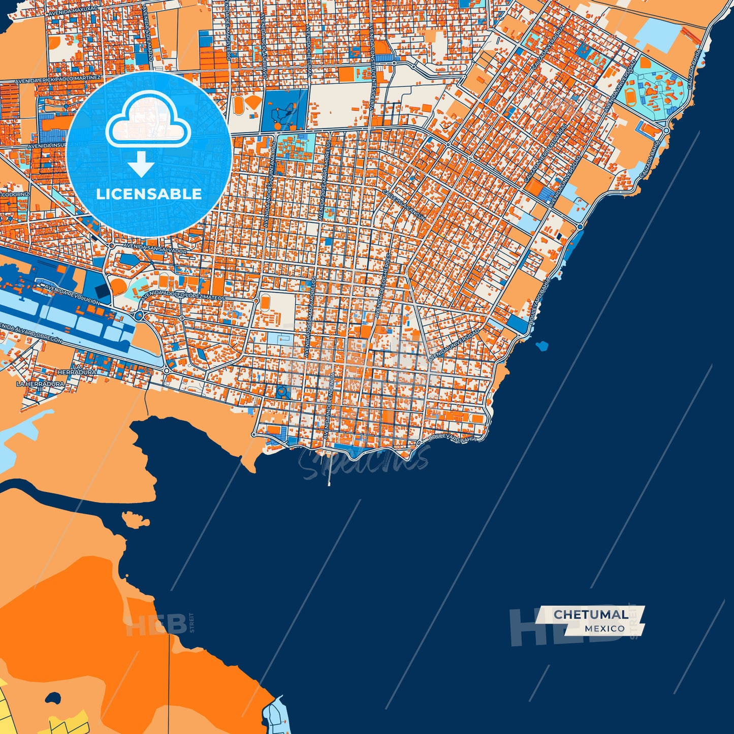 Canvas Print Template of Chetumal Street Map