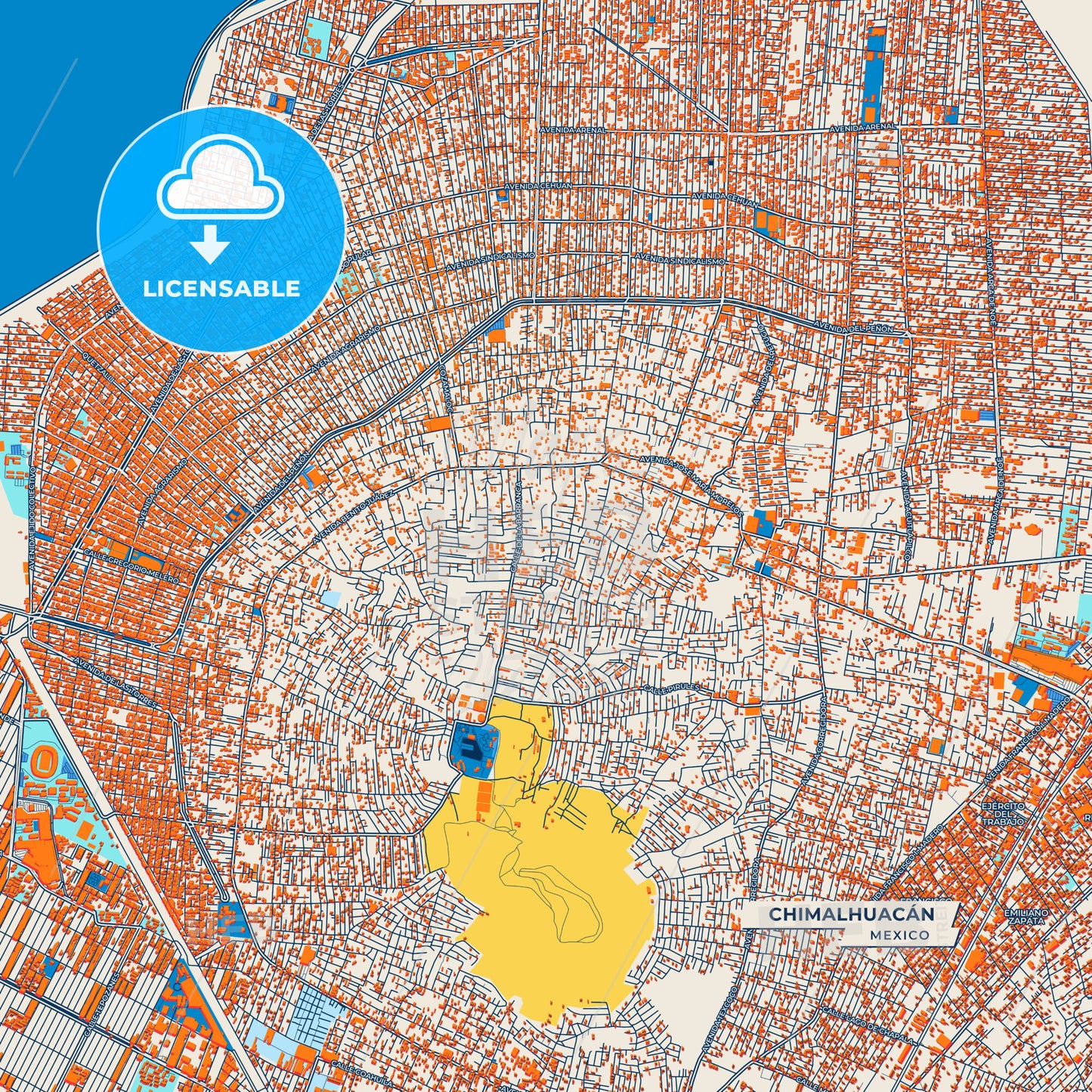 Canvas Print Template of Chimalhuacán Street Map