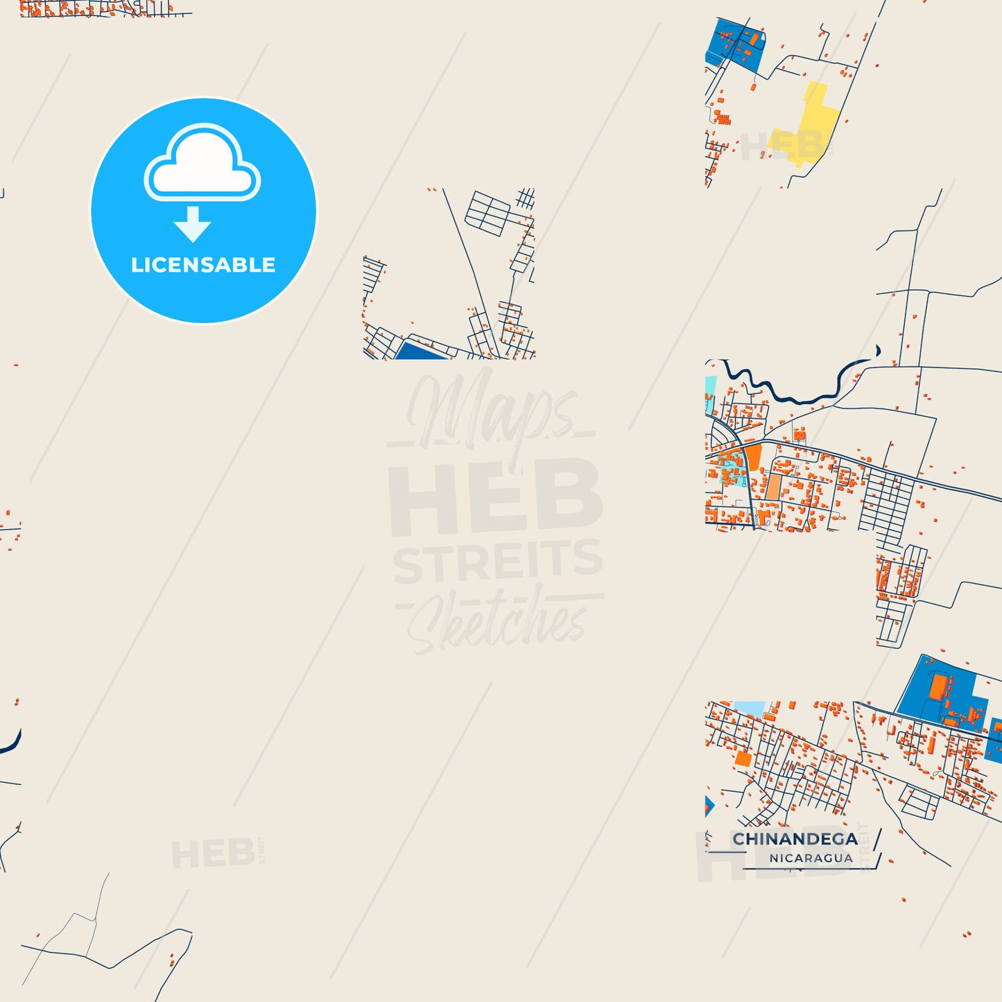 Canvas Print Template of Chinandega Street Map