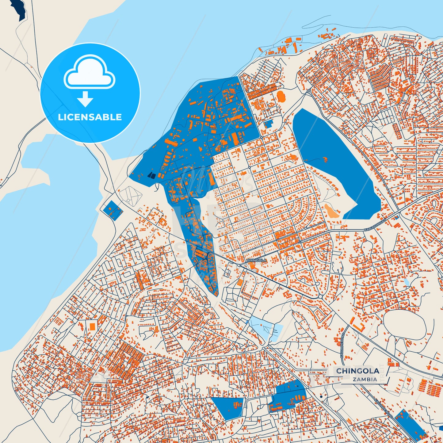 Canvas Print Template of Chingola Street Map