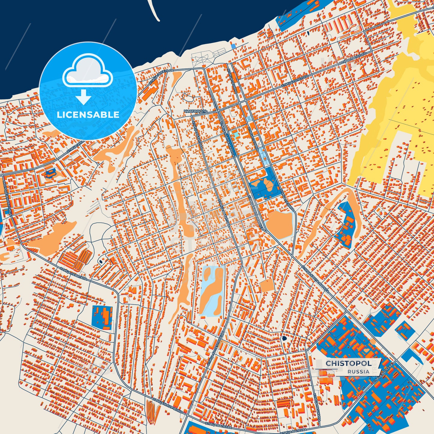 Canvas Print Template of Chistopol Street Map