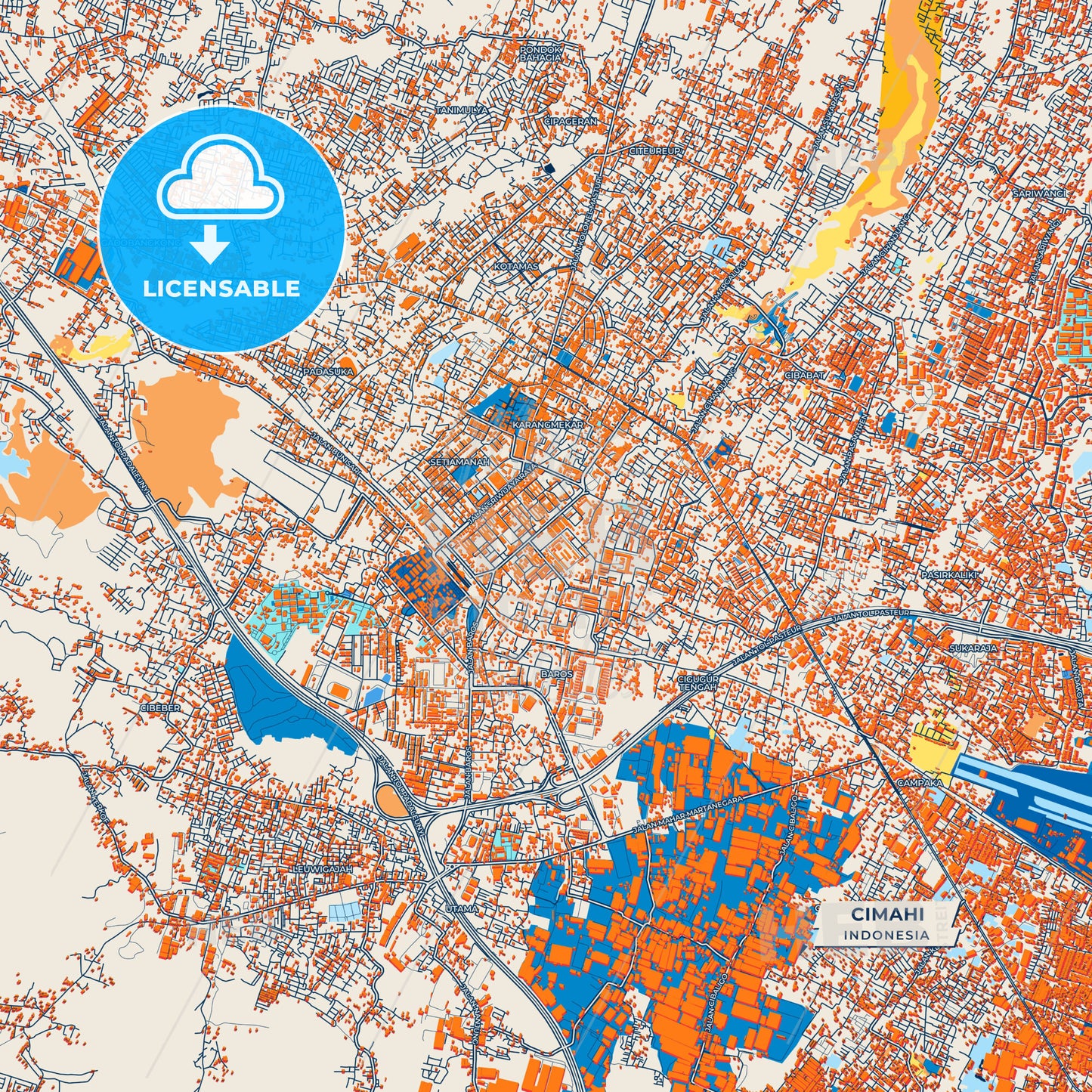 Canvas Print Template of Cimahi Street Map