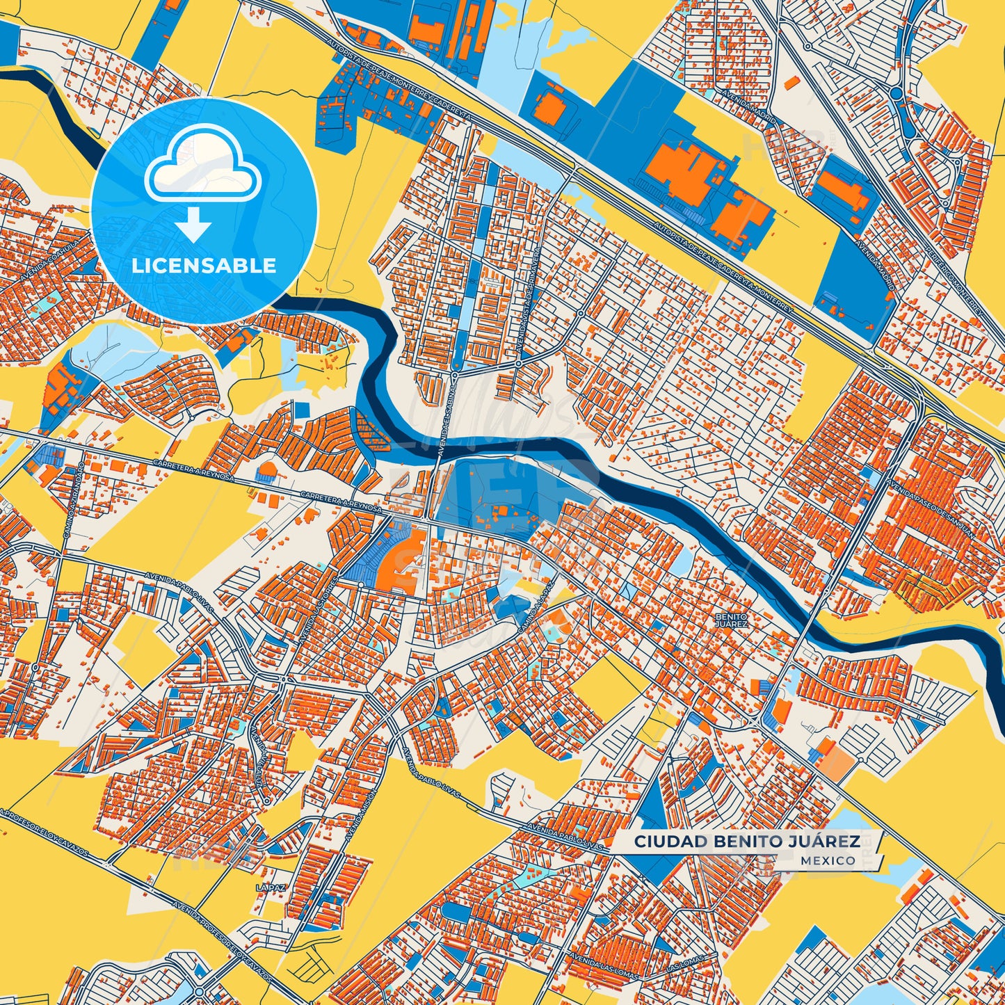 Canvas Print Template of Ciudad Benito Juárez Street Map