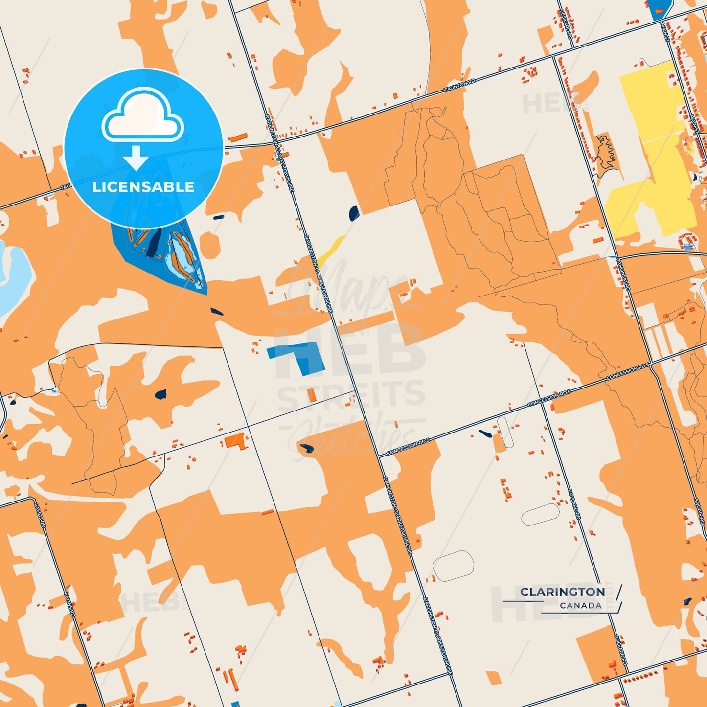 Canvas Print Template of Clarington Street Map