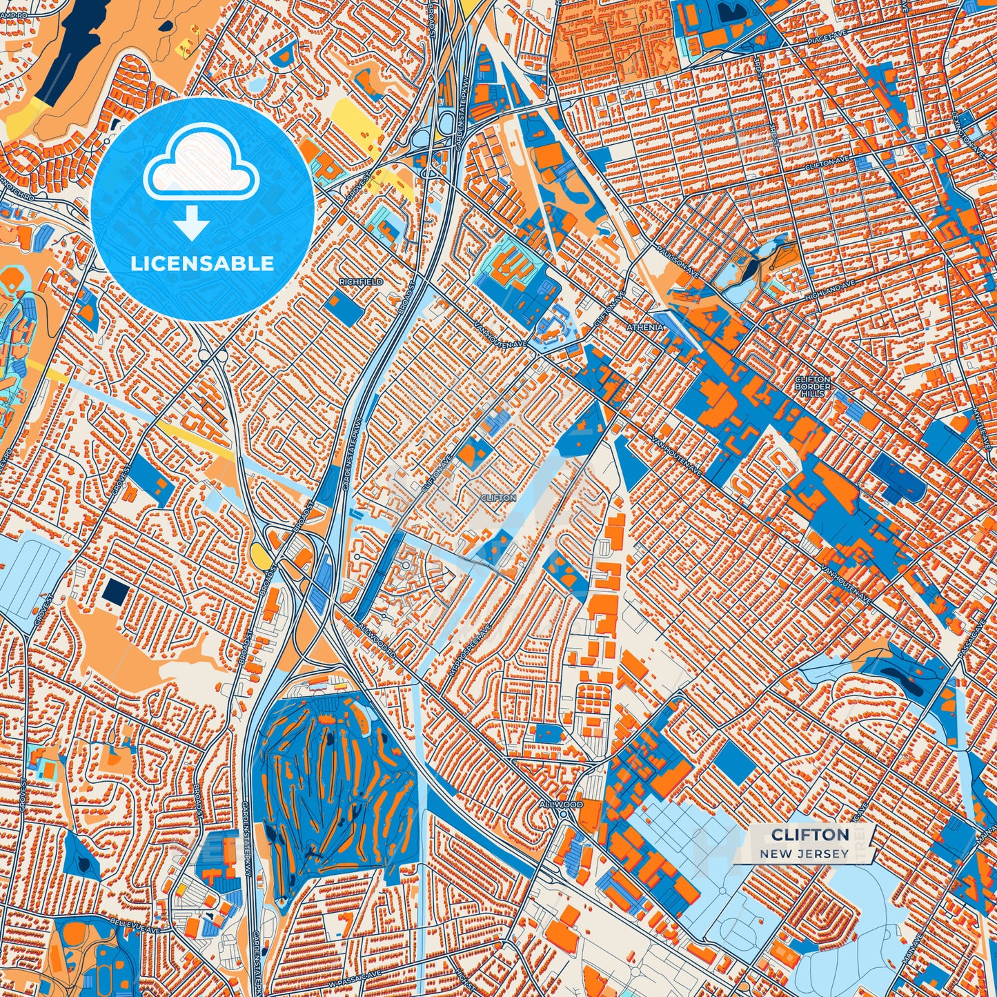 Canvas Print Template of Clifton Street Map