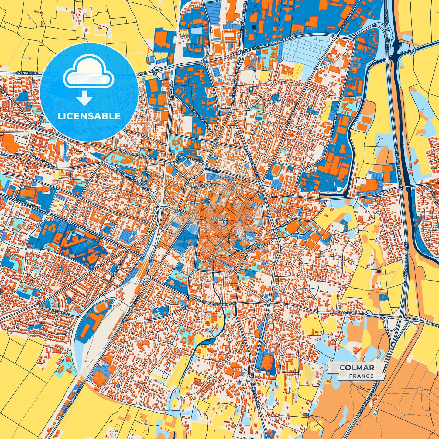 Canvas Print Template of Colmar Street Map