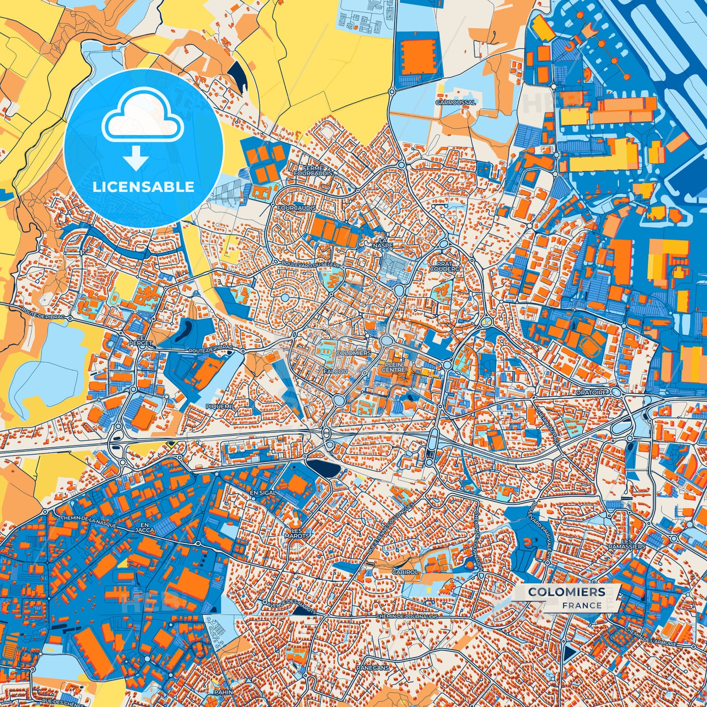 Canvas Print Template of Colomiers Street Map