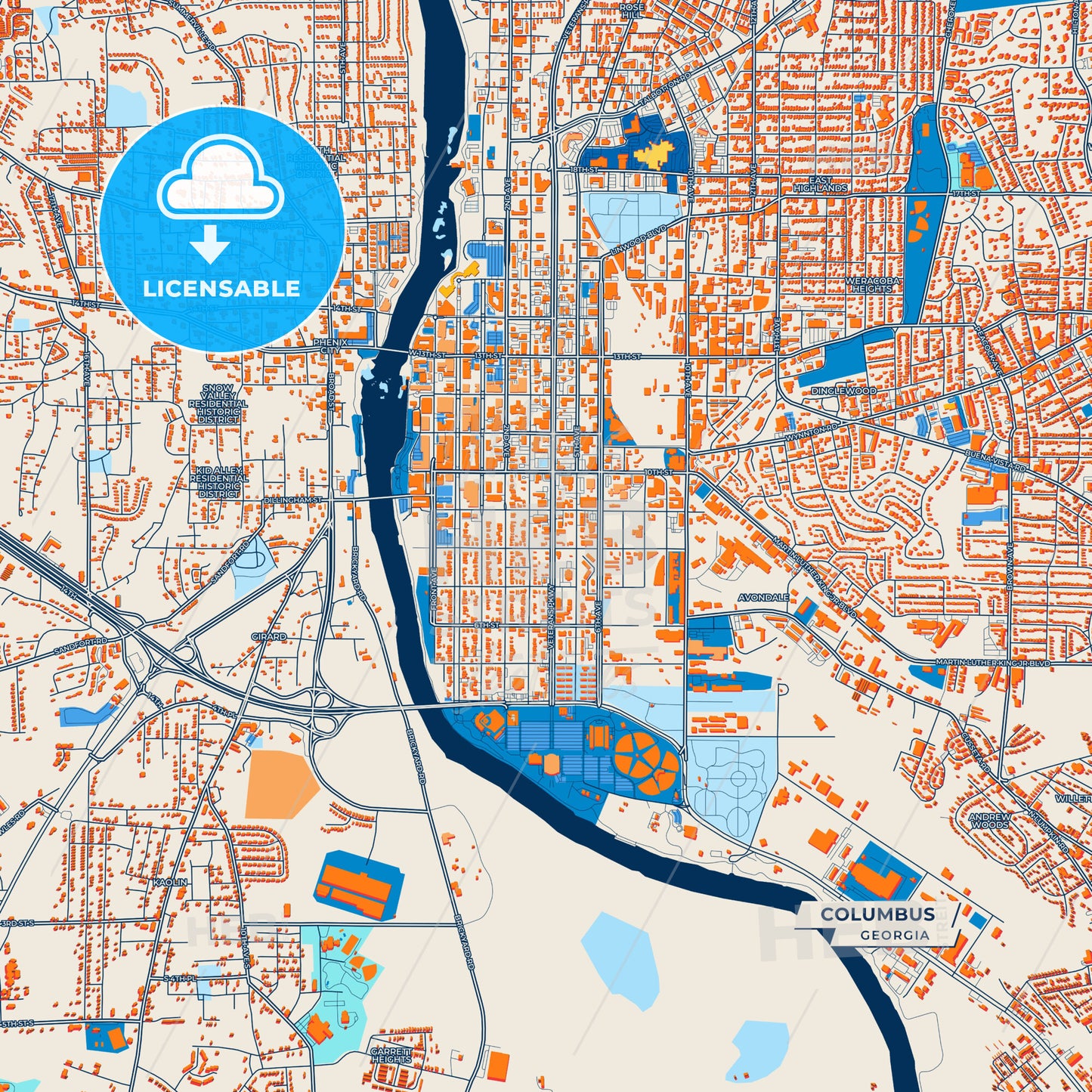 Canvas Print Template of Columbus Street Map