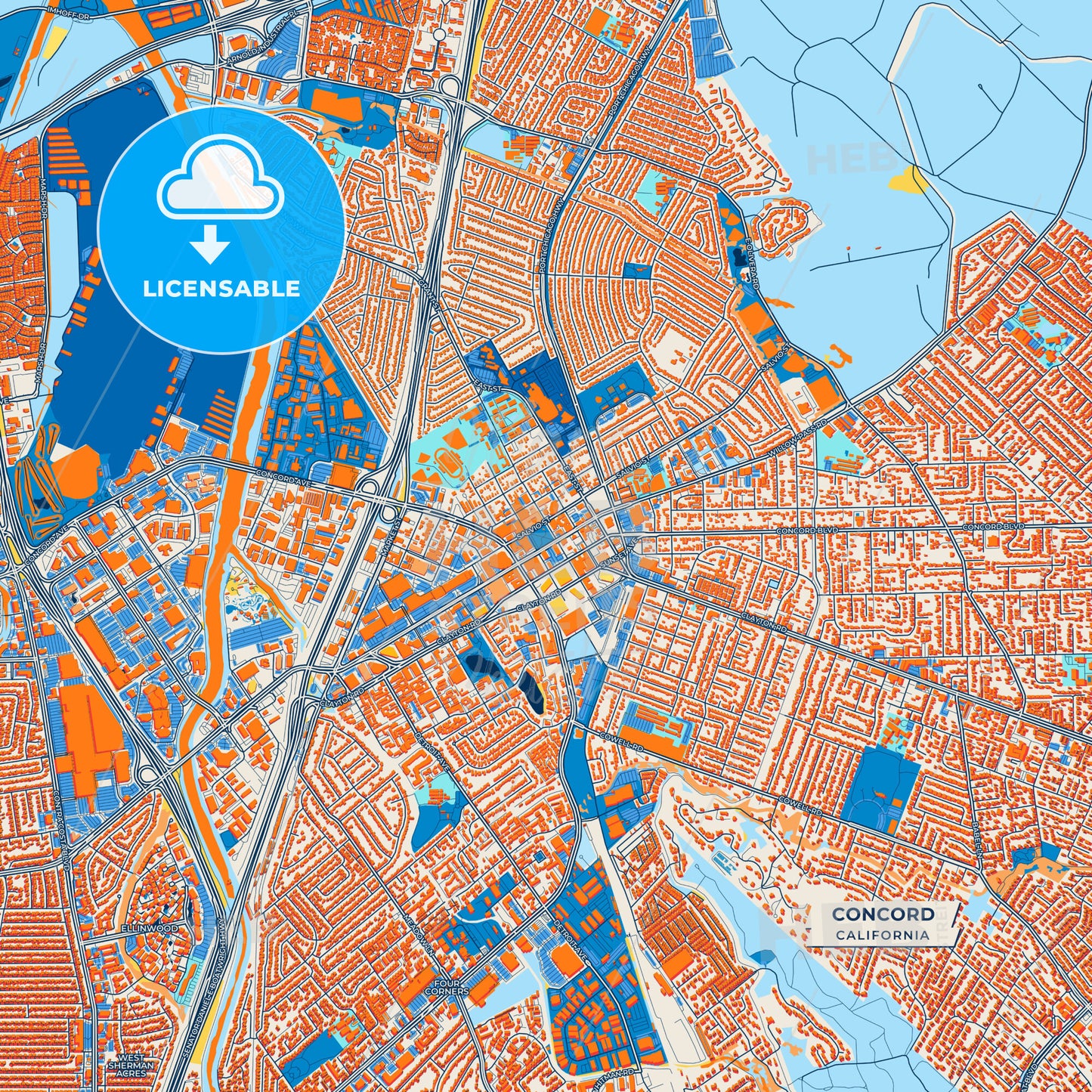 Canvas Print Template of Concord Street Map