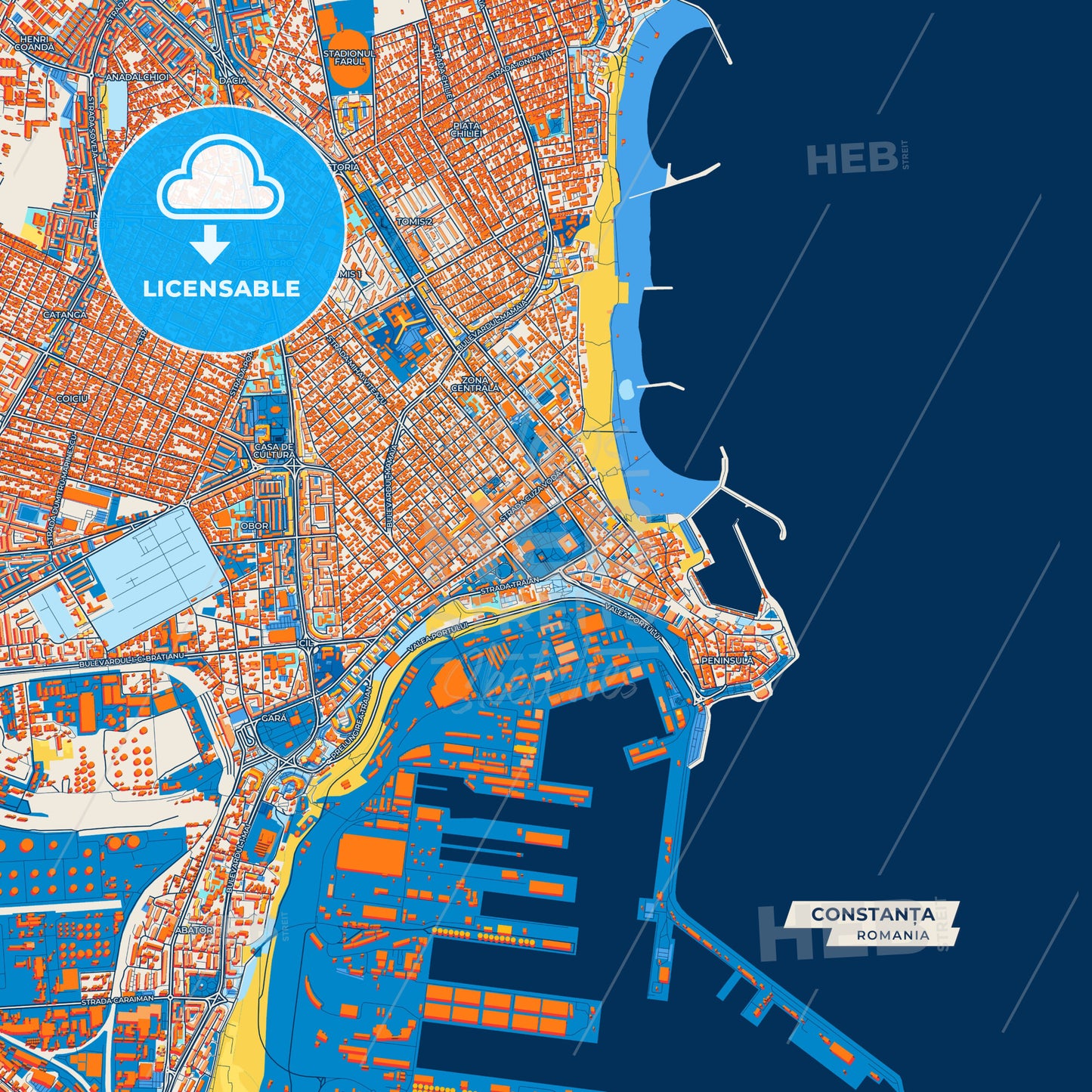 Canvas Print Template of Constanța Street Map