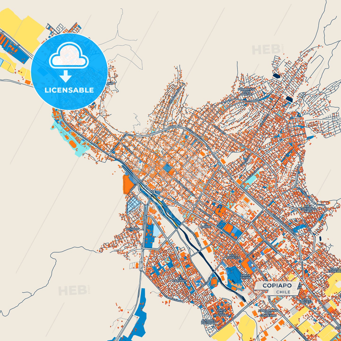 Canvas Print Template of Copiapo Street Map