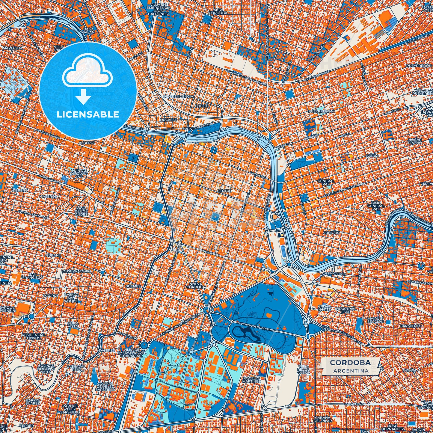Canvas Print Template of Cordoba Street Map