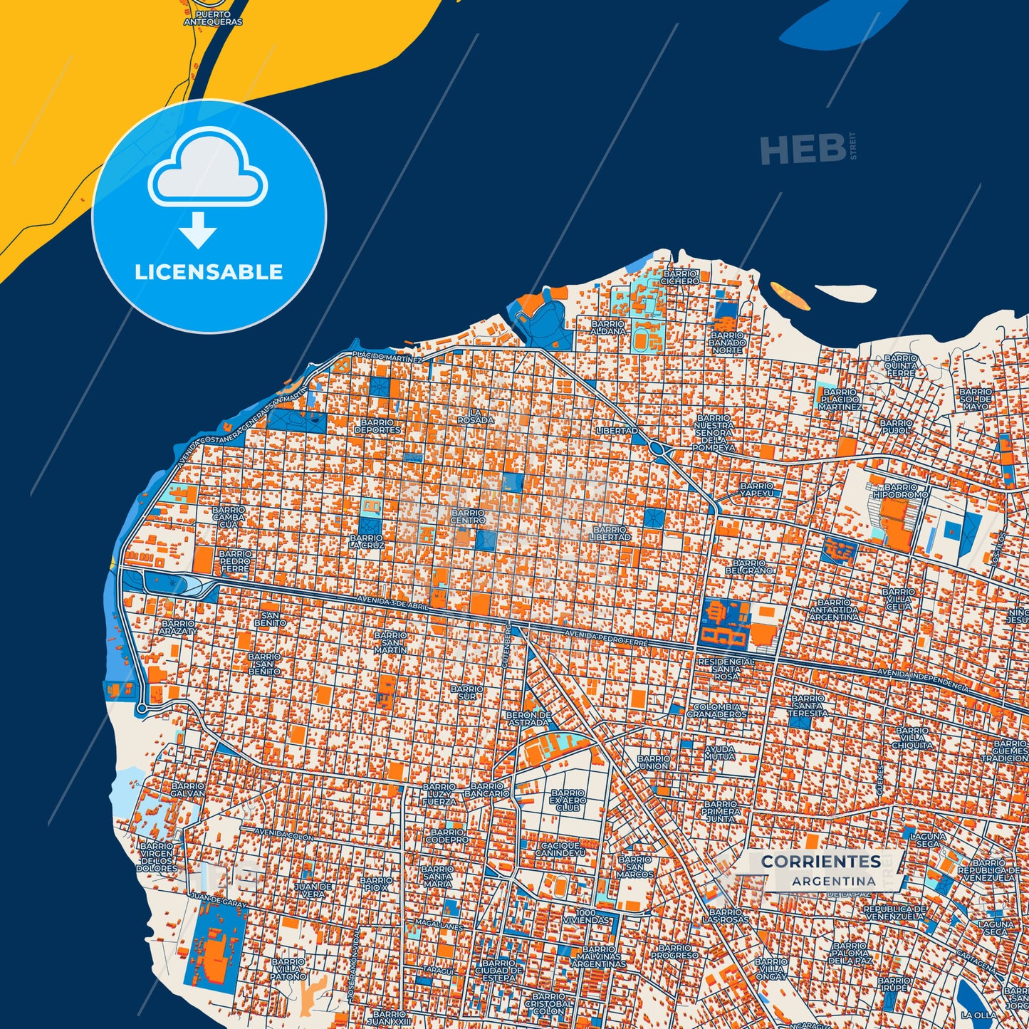 Canvas Print Template of Corrientes Street Map