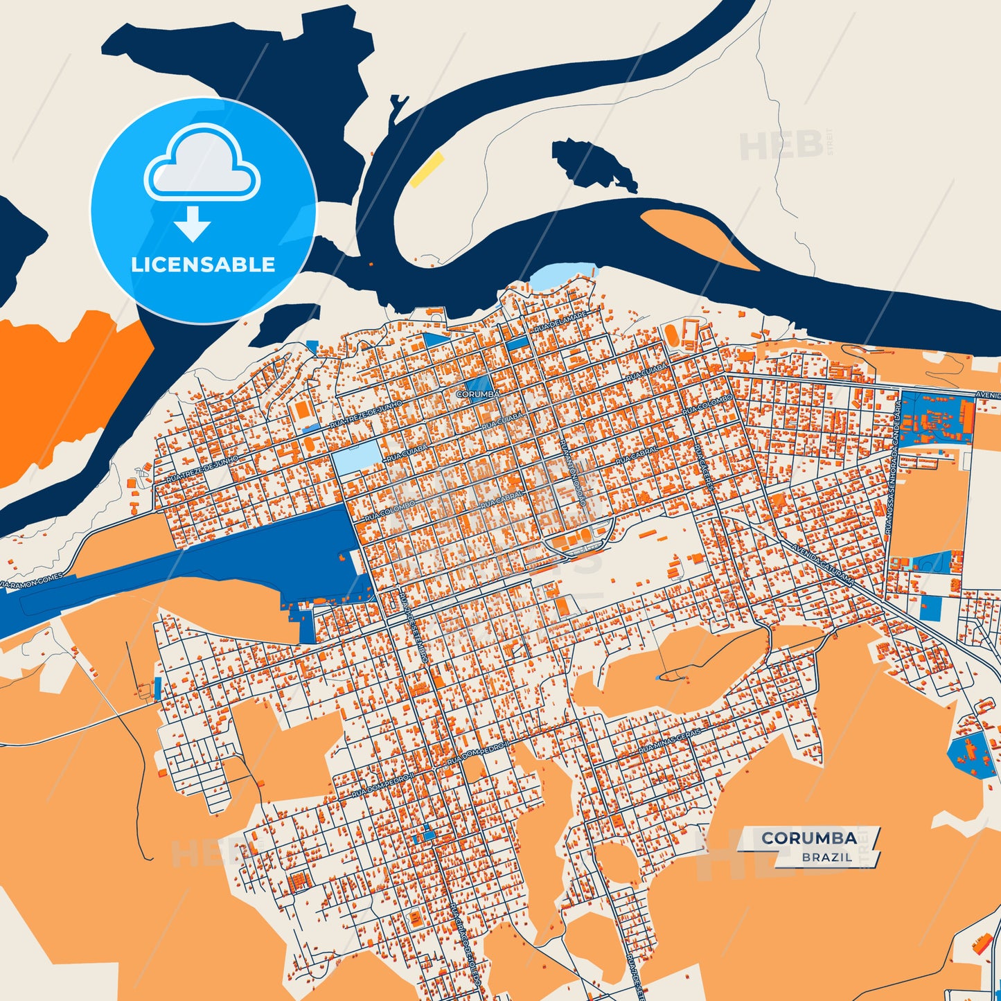 Canvas Print Template of Corumba Street Map
