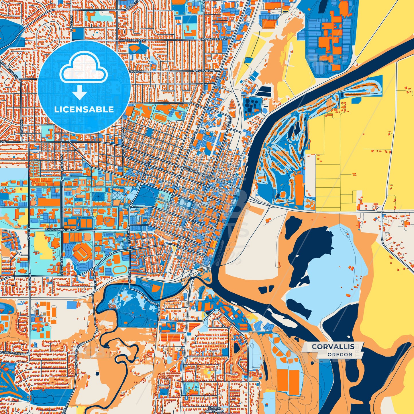Canvas Print Template of Corvallis Street Map