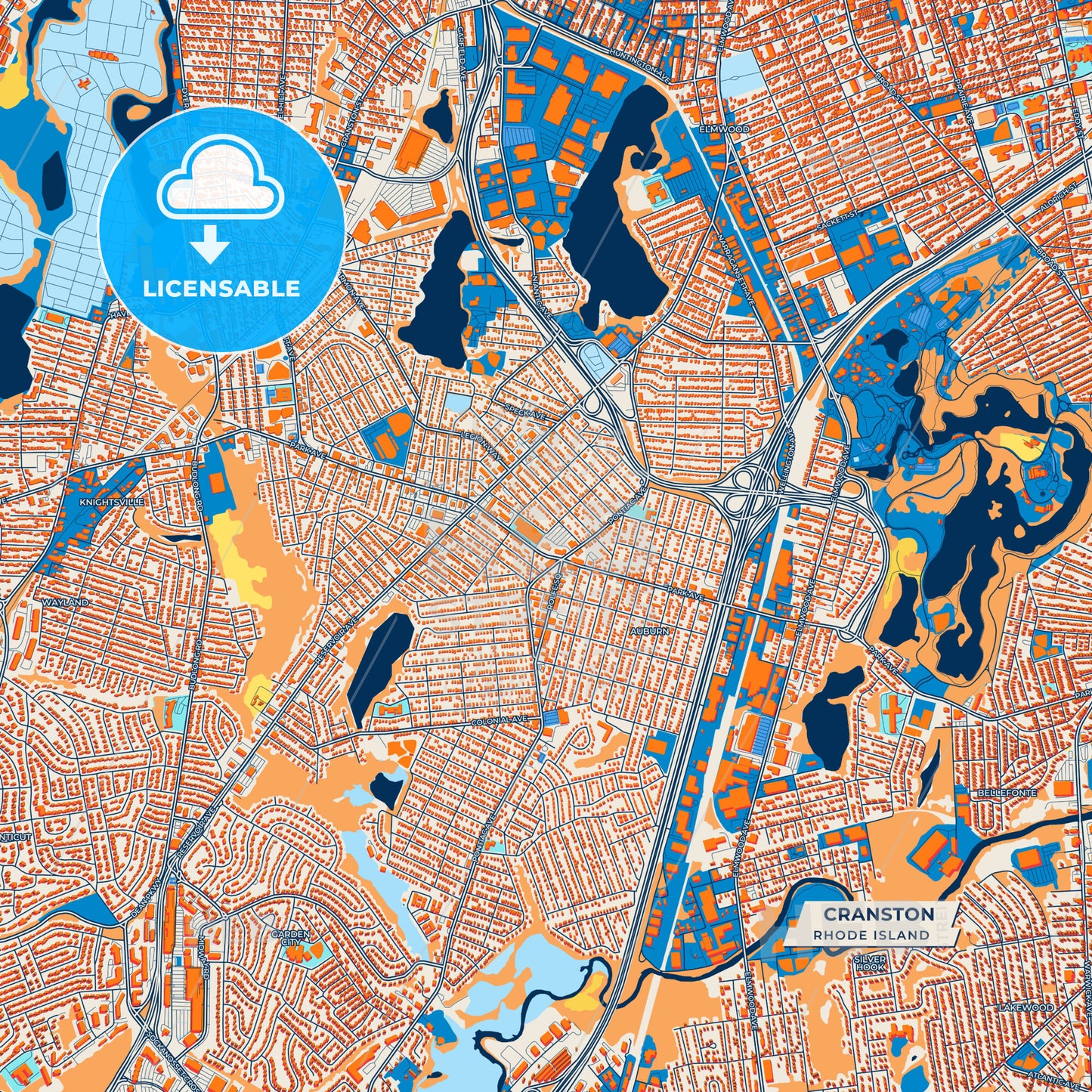 Canvas Print Template of Cranston Street Map