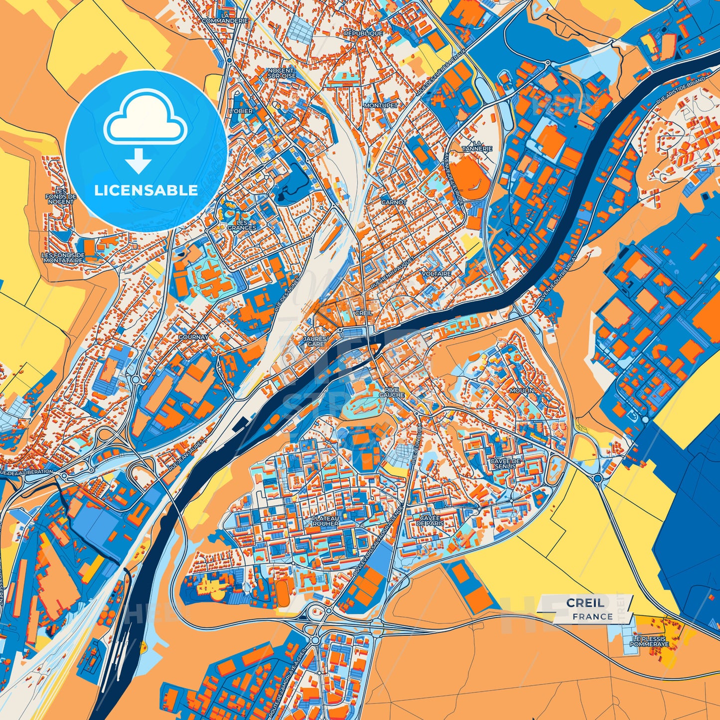 Canvas Print Template of Creil Street Map