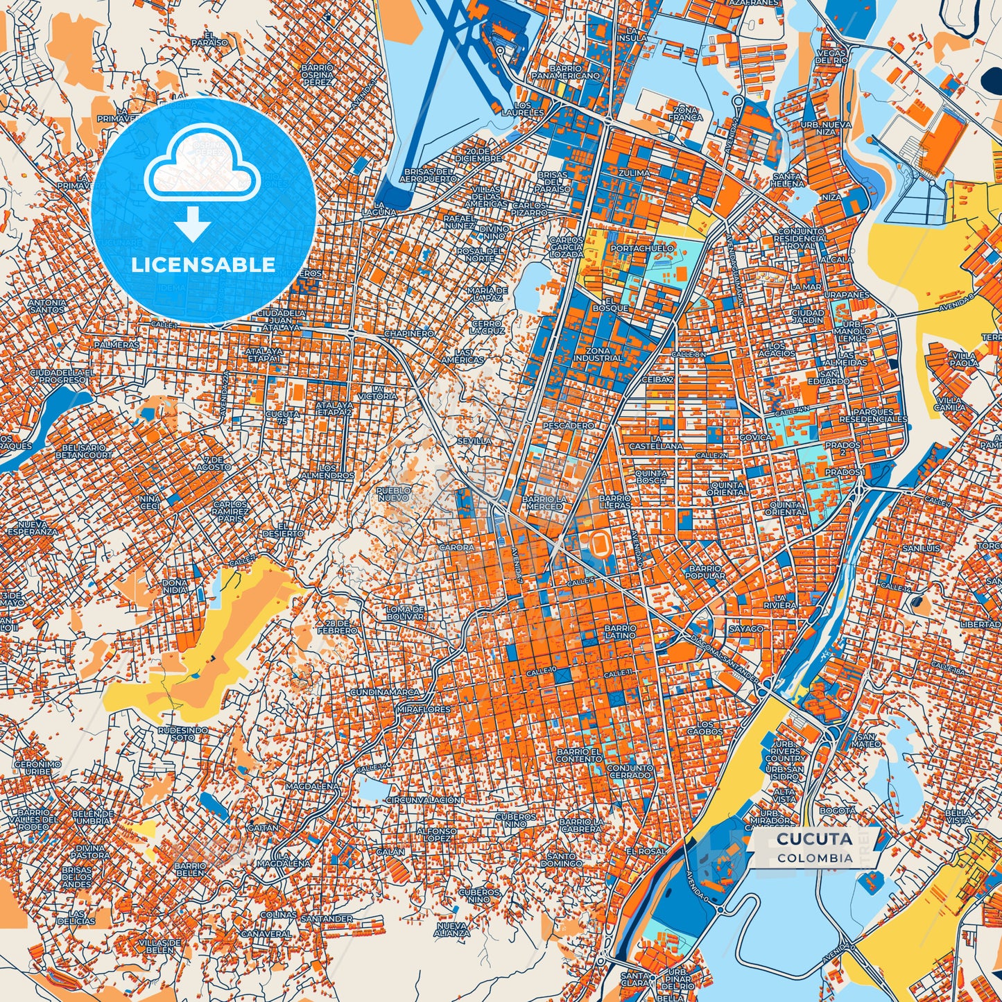 Canvas Print Template of Cucuta Street Map