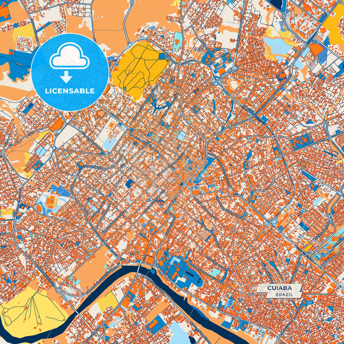 Canvas Print Template of Cuiaba Street Map