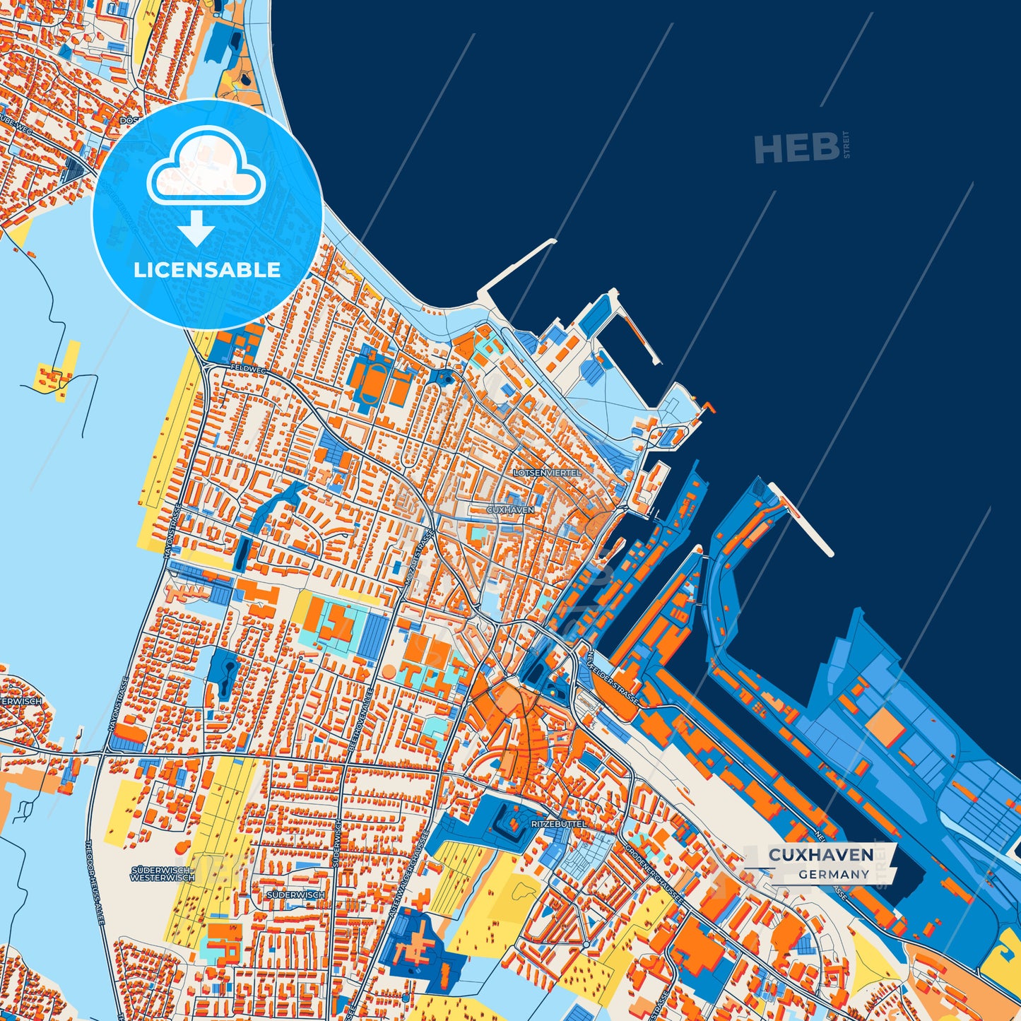 Canvas Print Template of Cuxhaven Street Map
