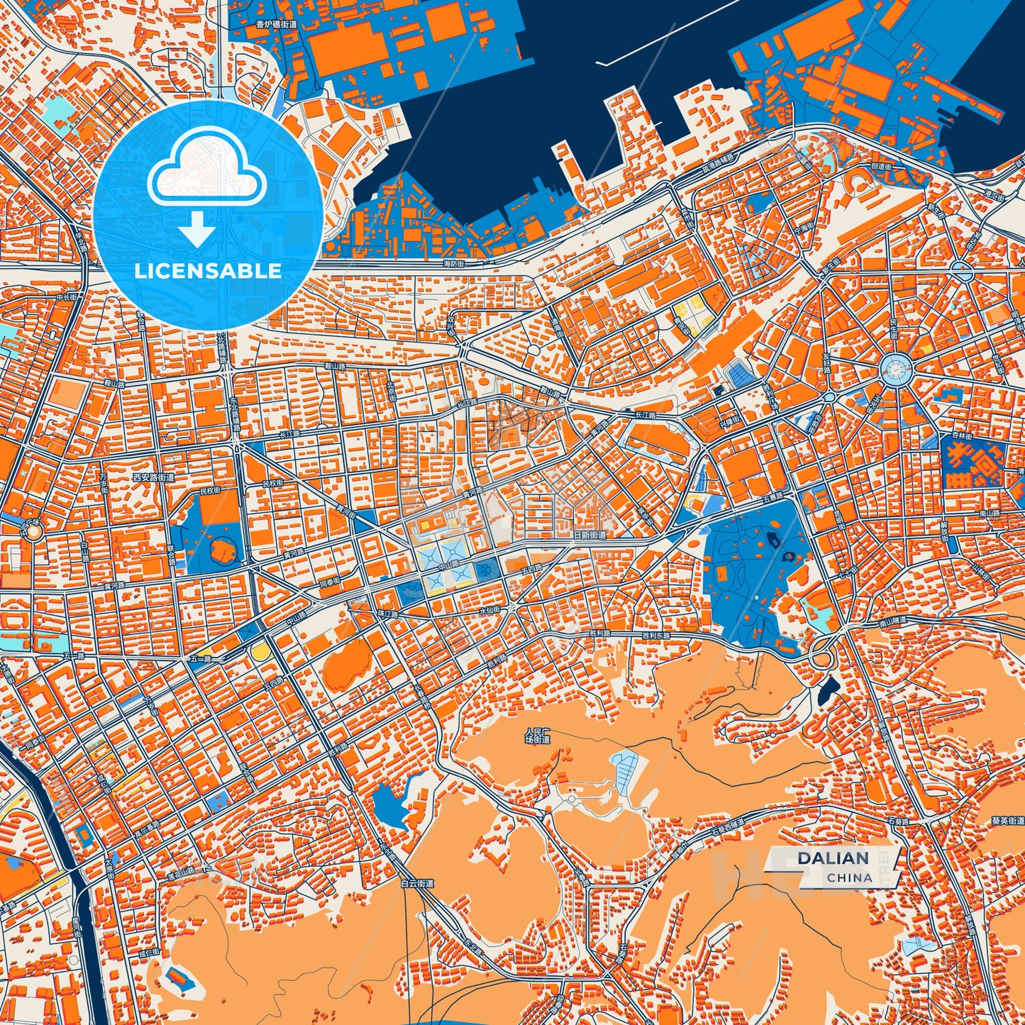 Canvas Print Template of Dalian Street Map