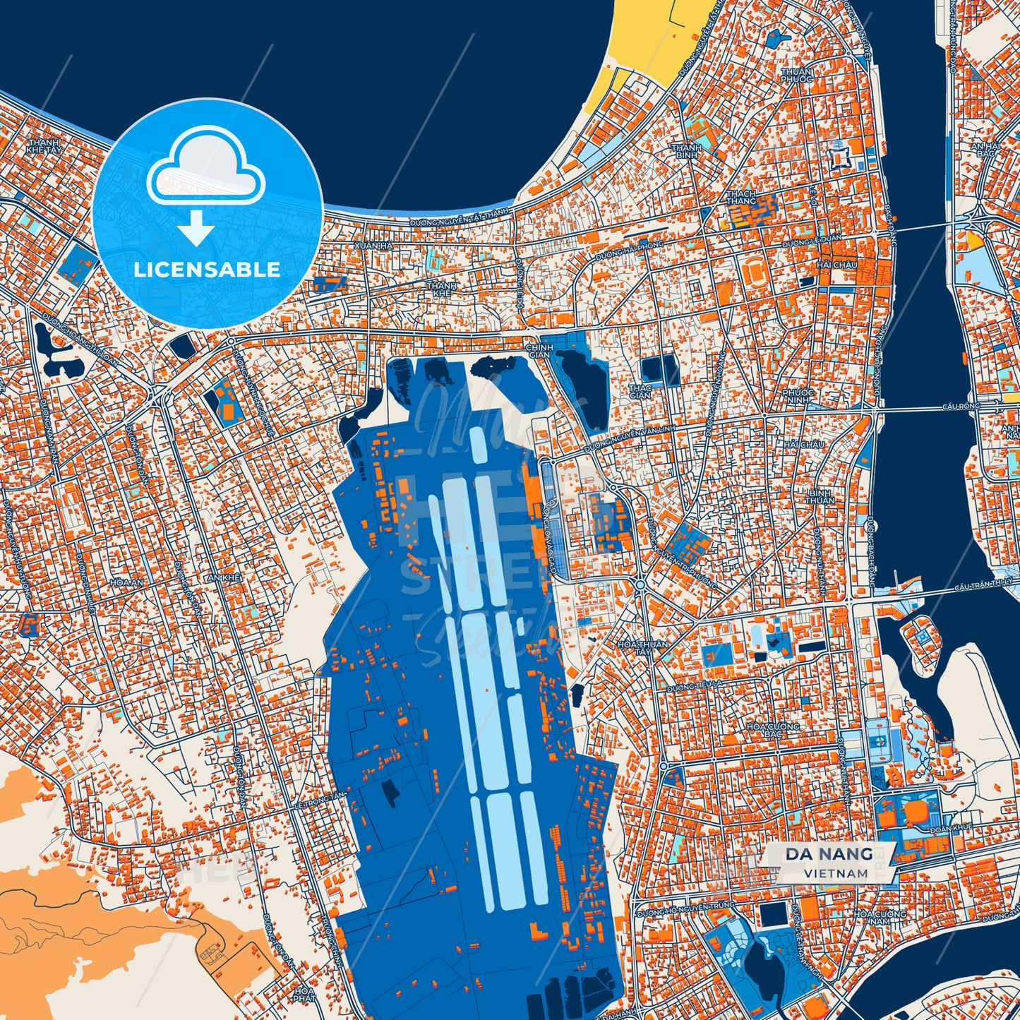 Canvas Print Template of Da Nang Street Map