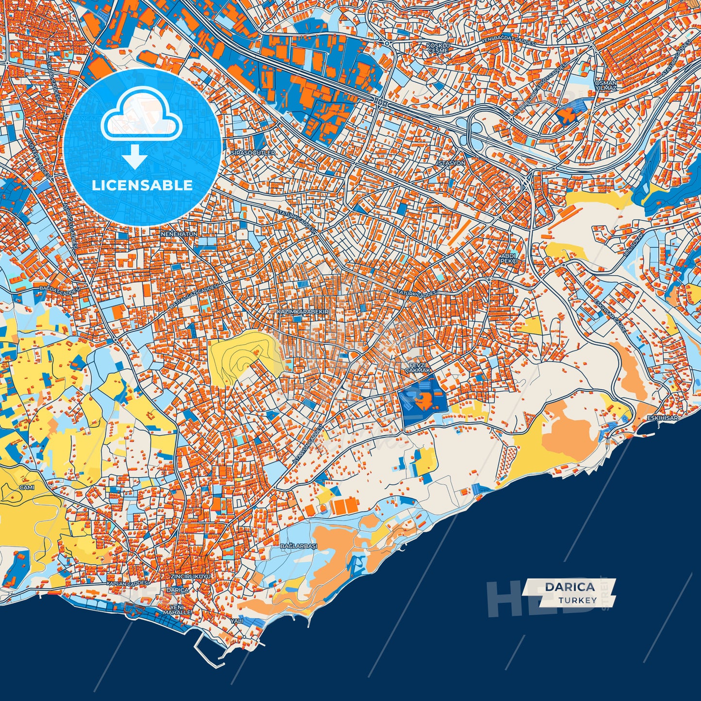 Canvas Print Template of Darıca Street Map