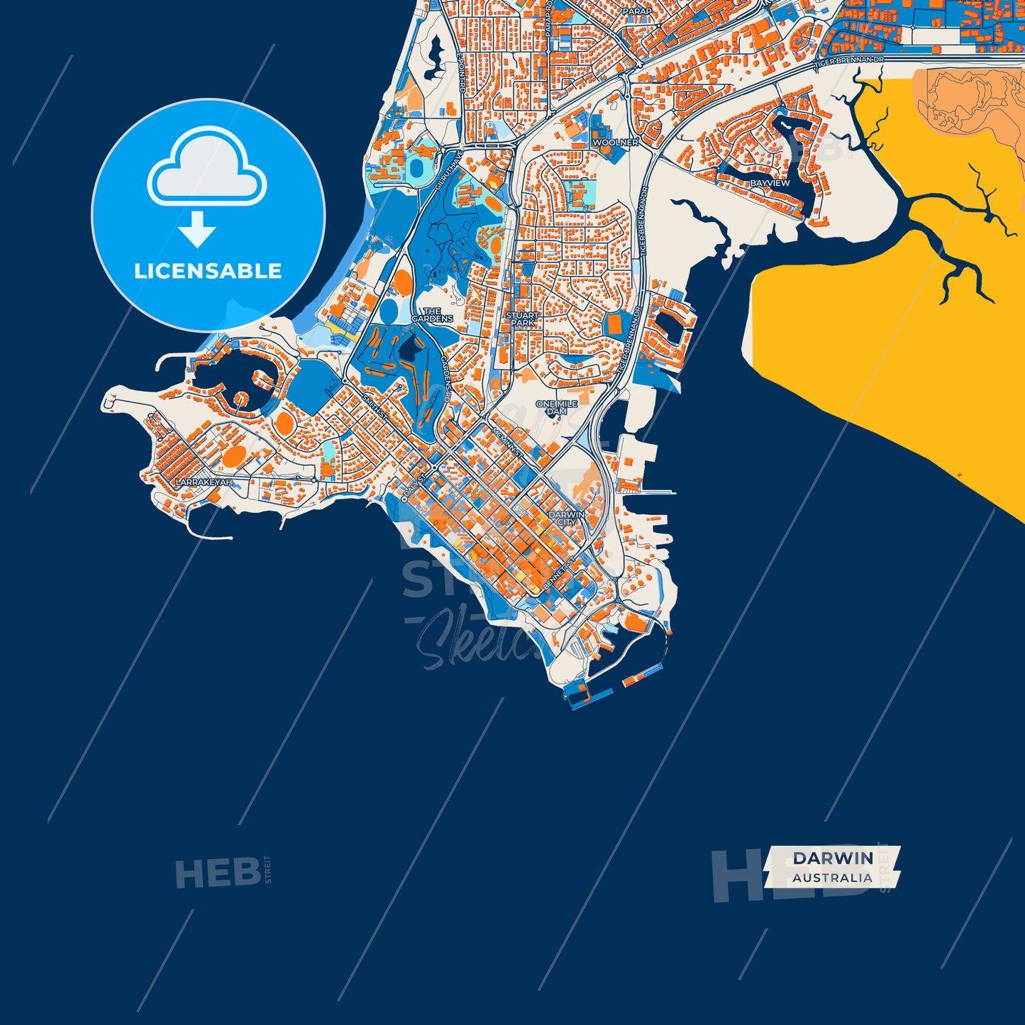 Canvas Print Template of Darwin Street Map