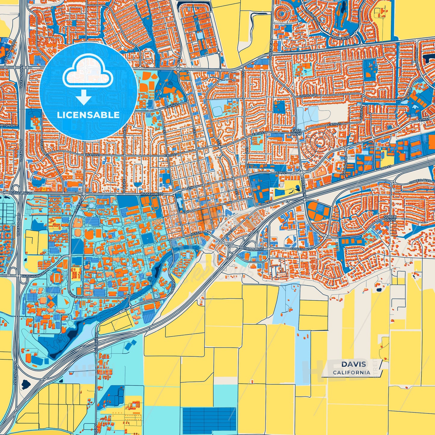 Canvas Print Template of Davis Street Map