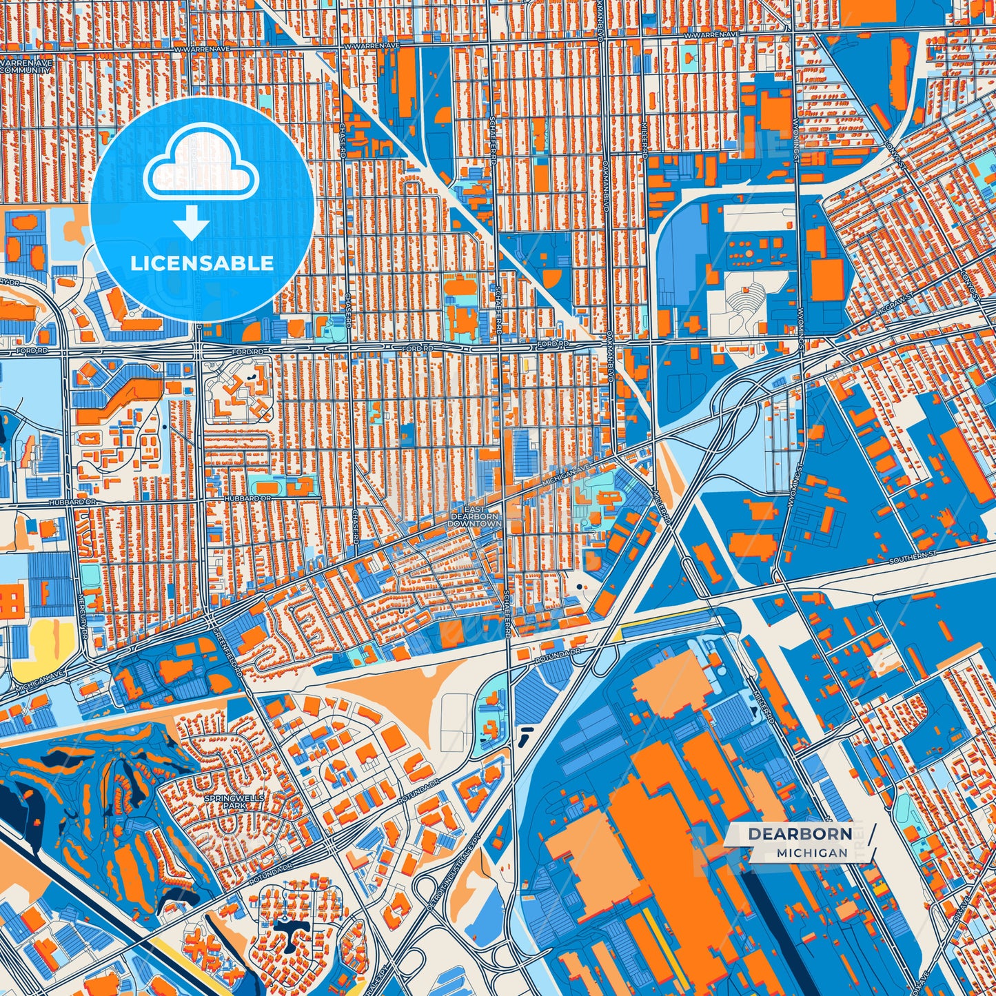 Canvas Print Template of Dearborn Street Map