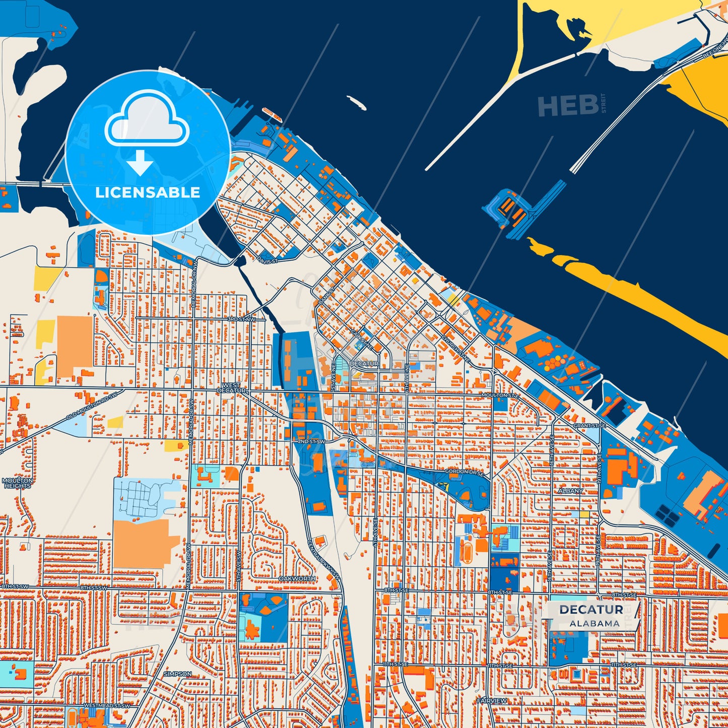 Canvas Print Template of Decatur Street Map