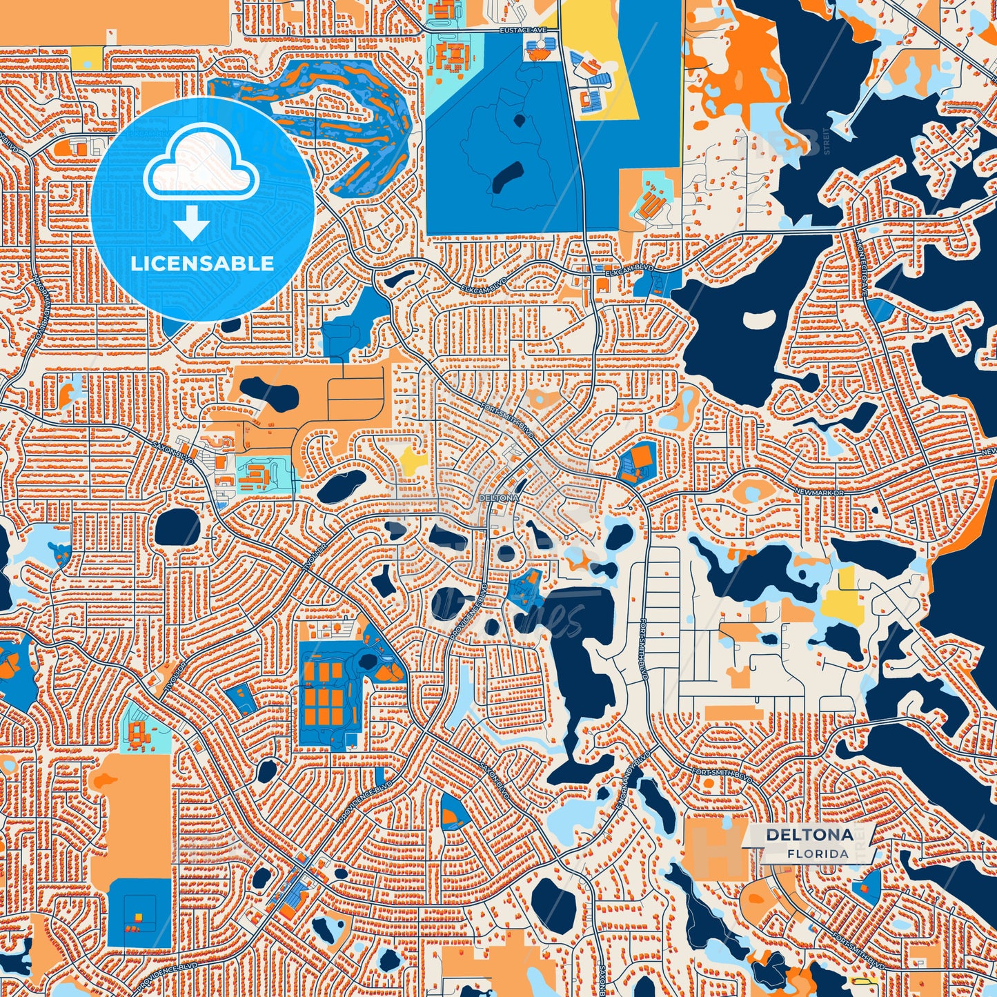 Canvas Print Template of Deltona Street Map