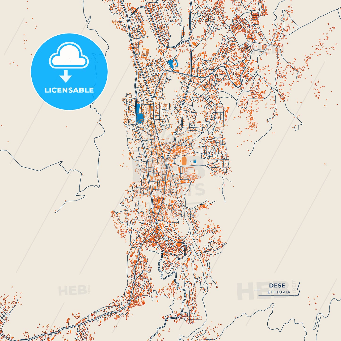 Canvas Print Template of Dese Street Map