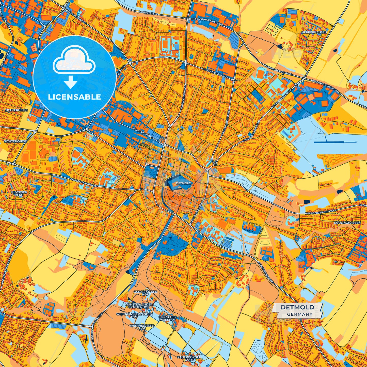 Canvas Print Template of Detmold Street Map