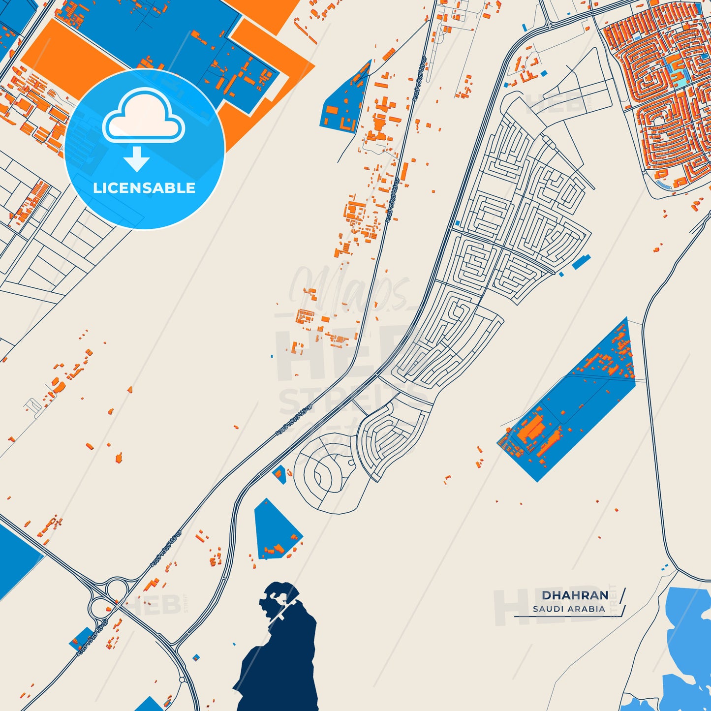 Canvas Print Template of Dhahran Street Map