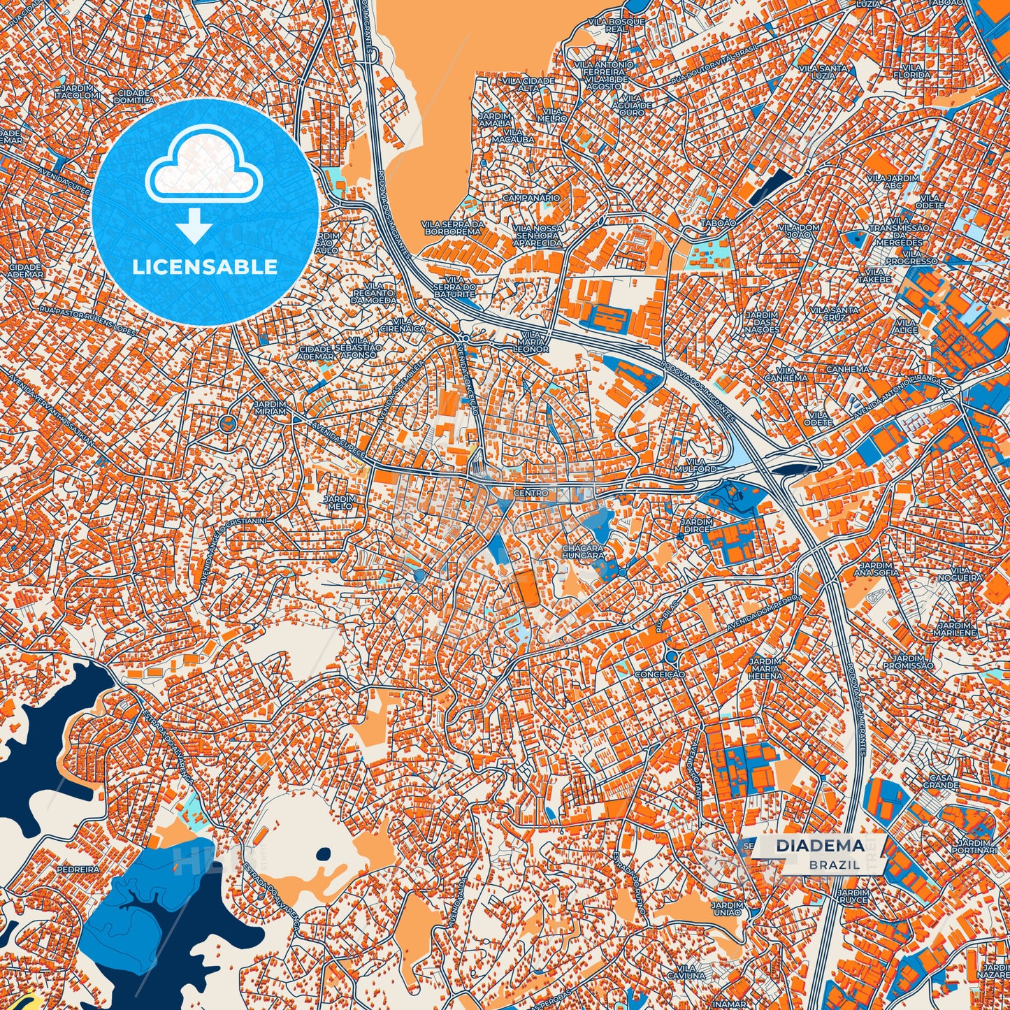 Canvas Print Template of Diadema Street Map