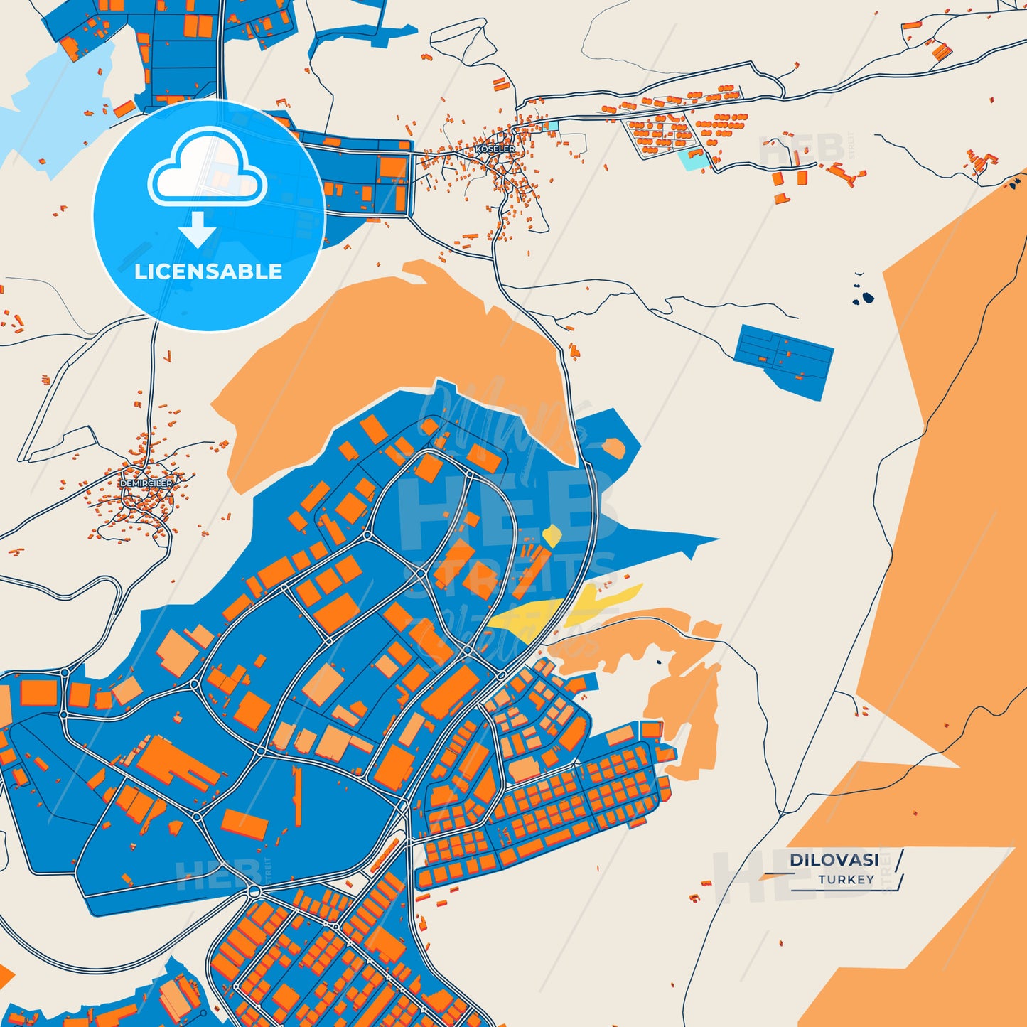 Canvas Print Template of Dilovası Street Map