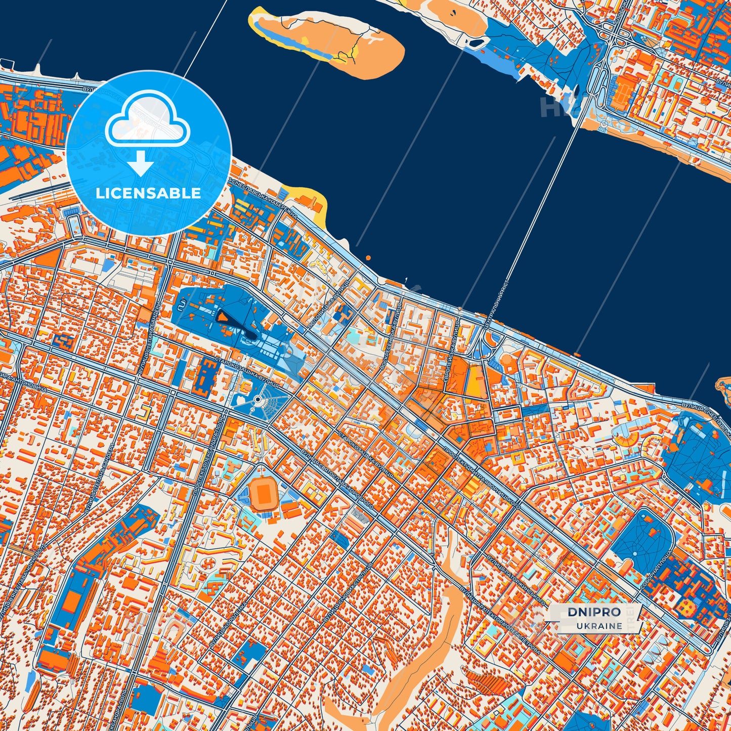 Canvas Print Template of Dnipro Street Map