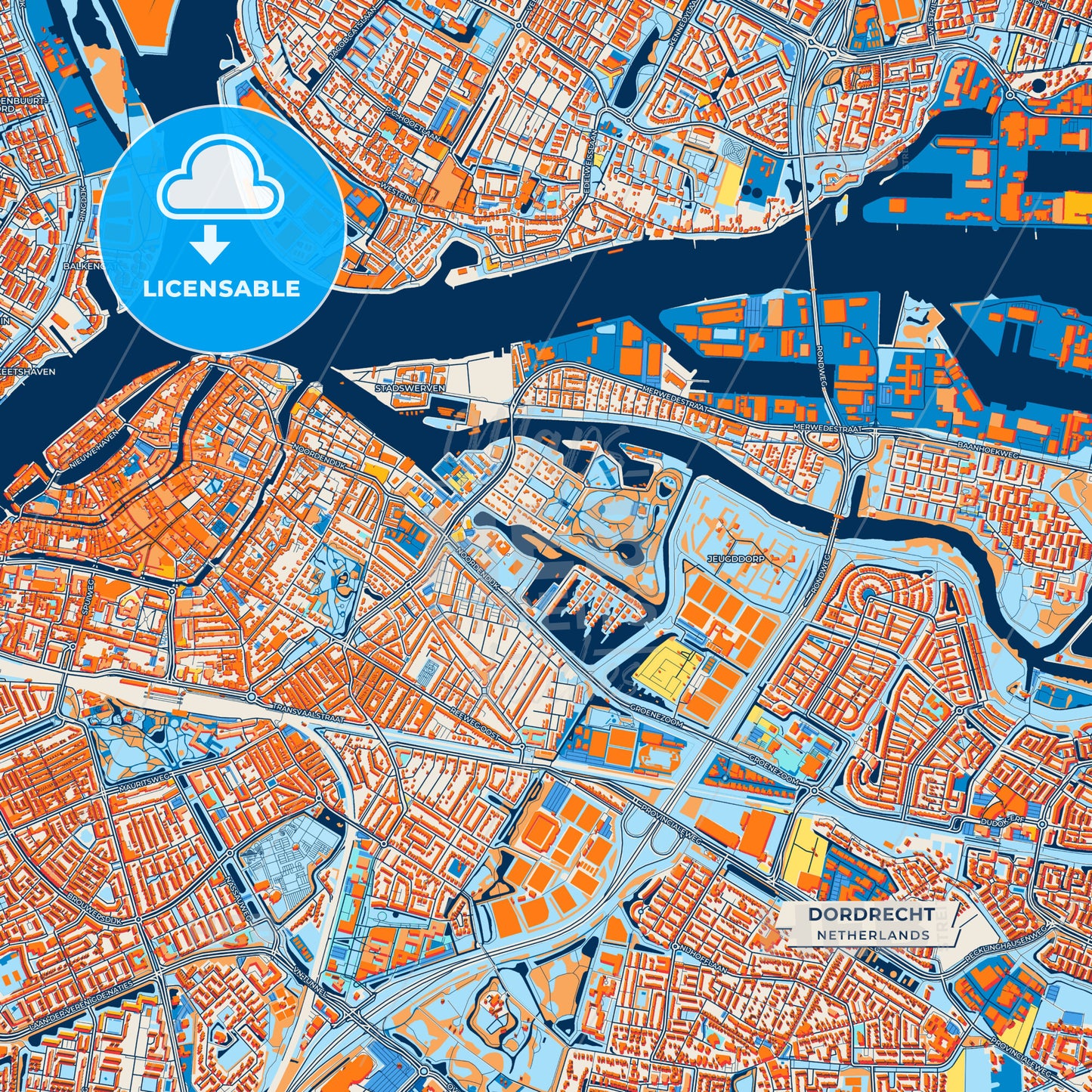 Canvas Print Template of Dordrecht Street Map