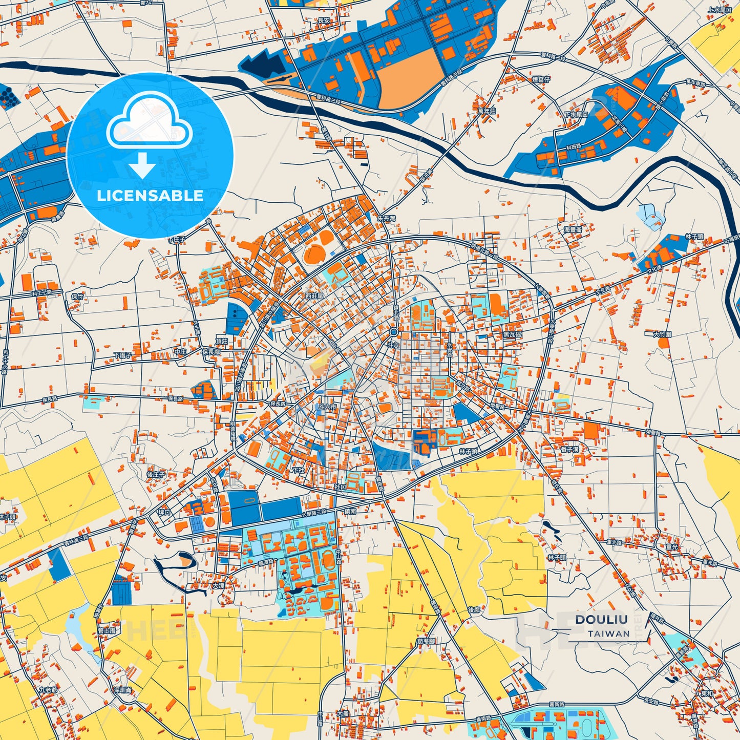 Canvas Print Template of Douliu Street Map