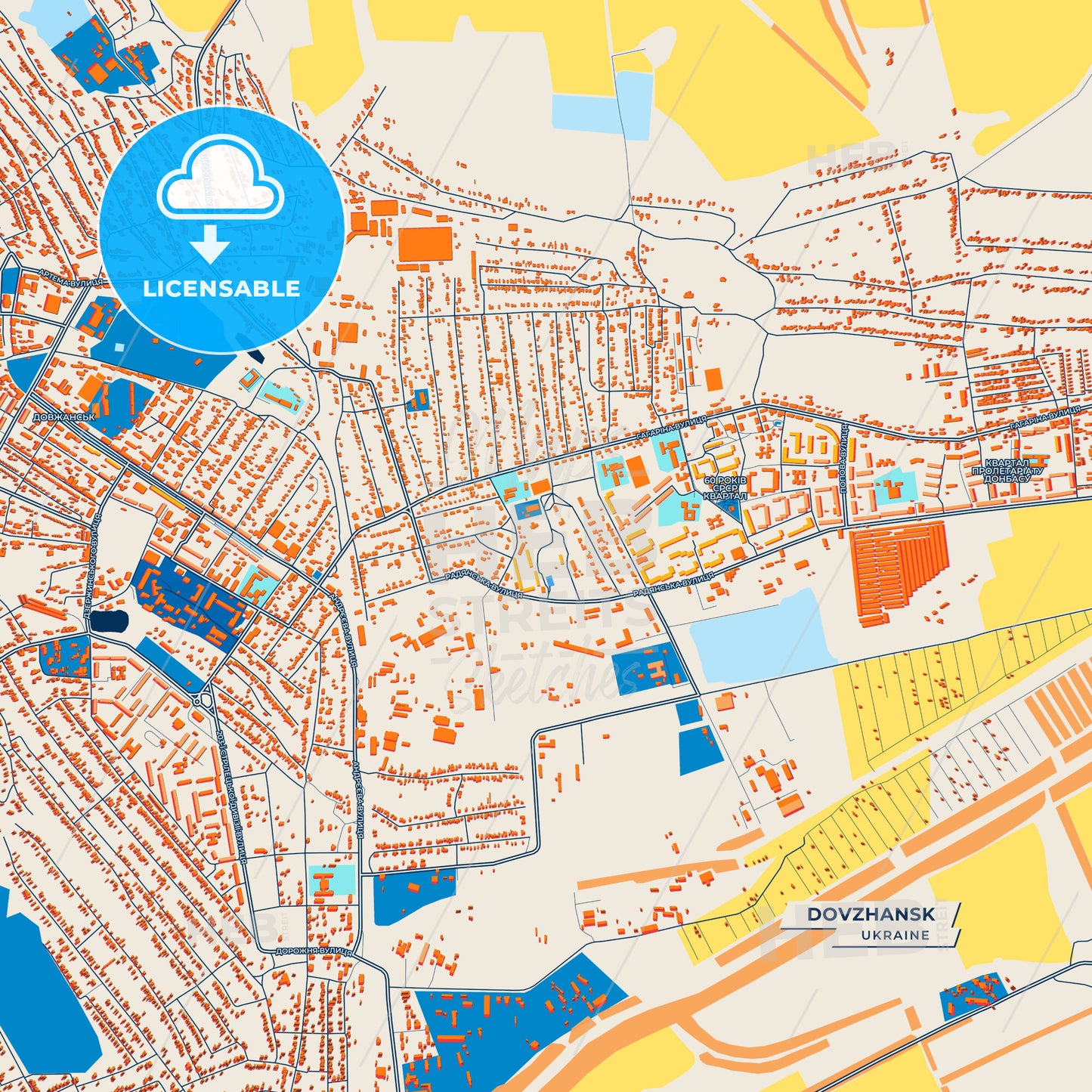Canvas Print Template of Dovzhansk Street Map