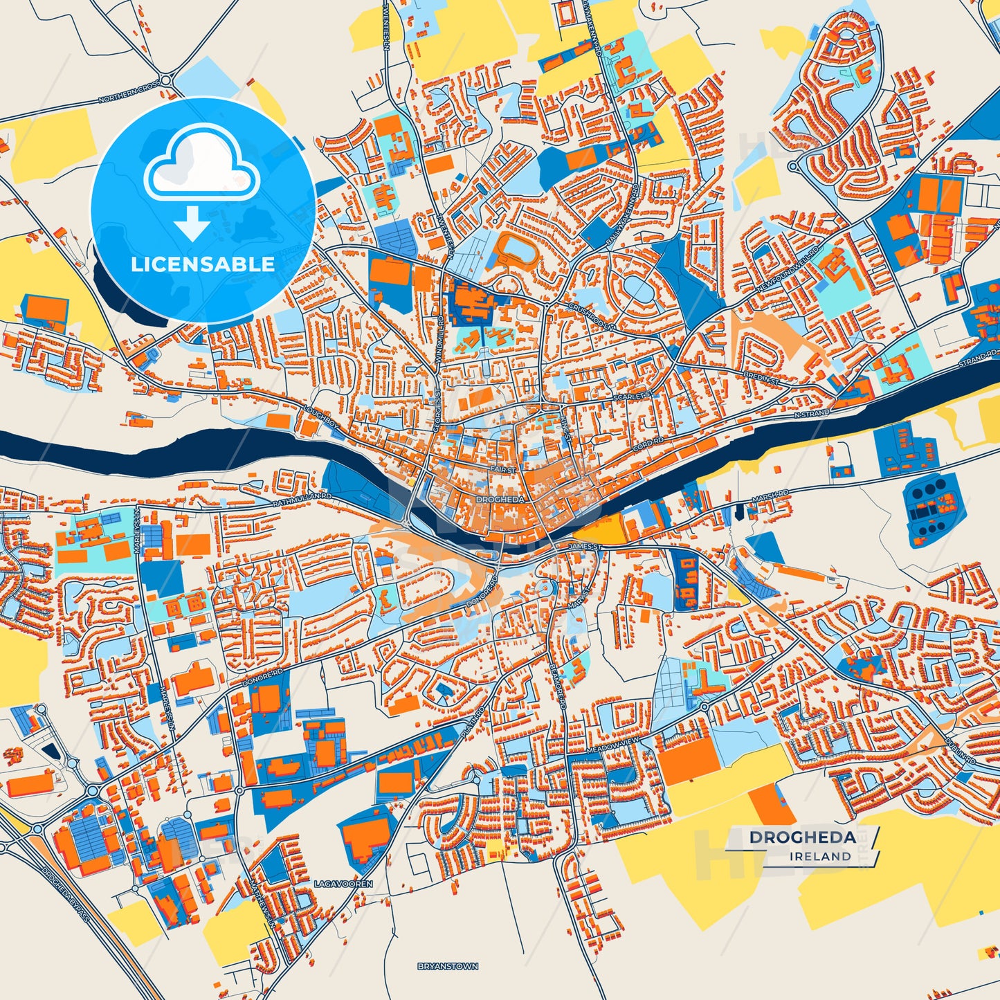 Canvas Print Template of Drogheda Street Map