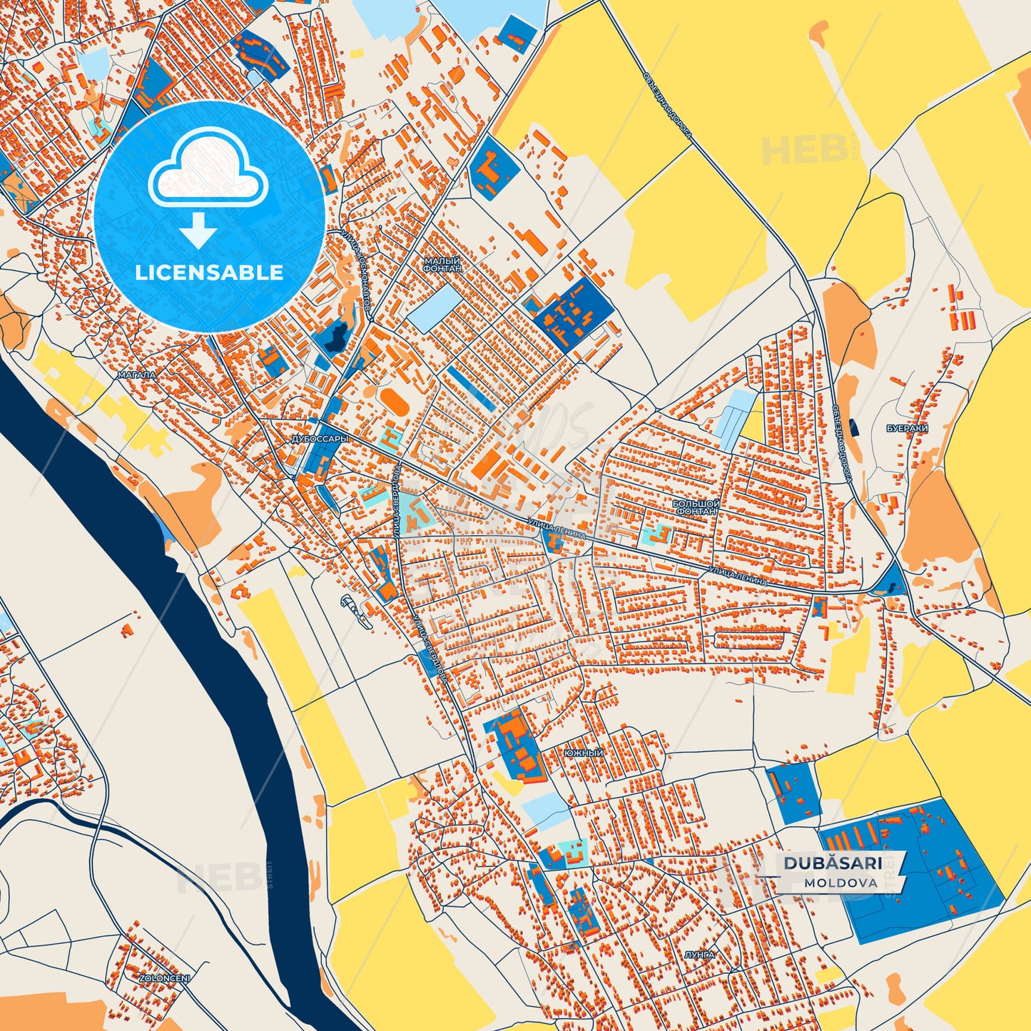 Canvas Print Template of Dubăsari Street Map