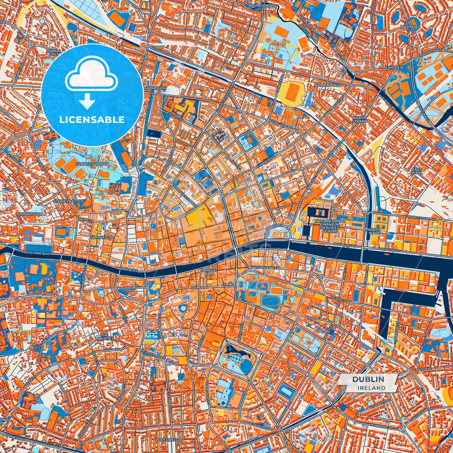 Canvas Print Template of Dublin Street Map