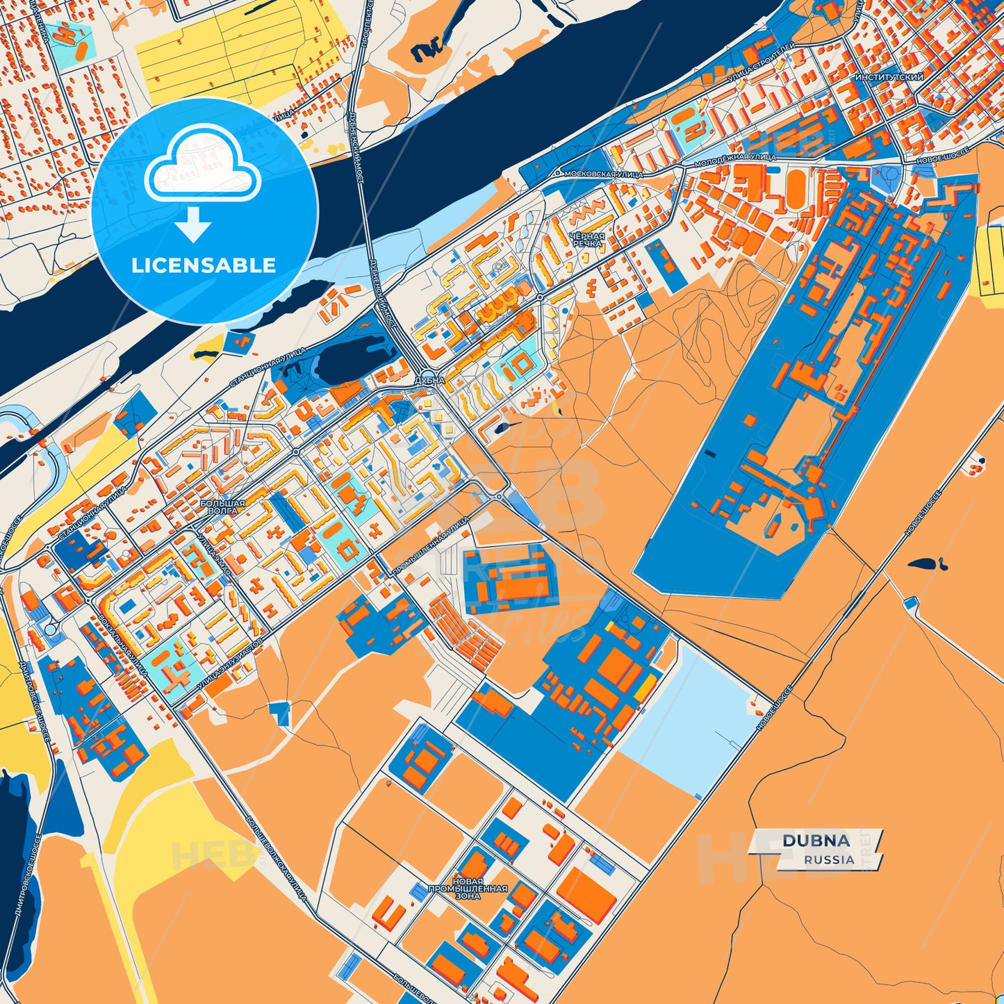 Canvas Print Template of Dubna Street Map