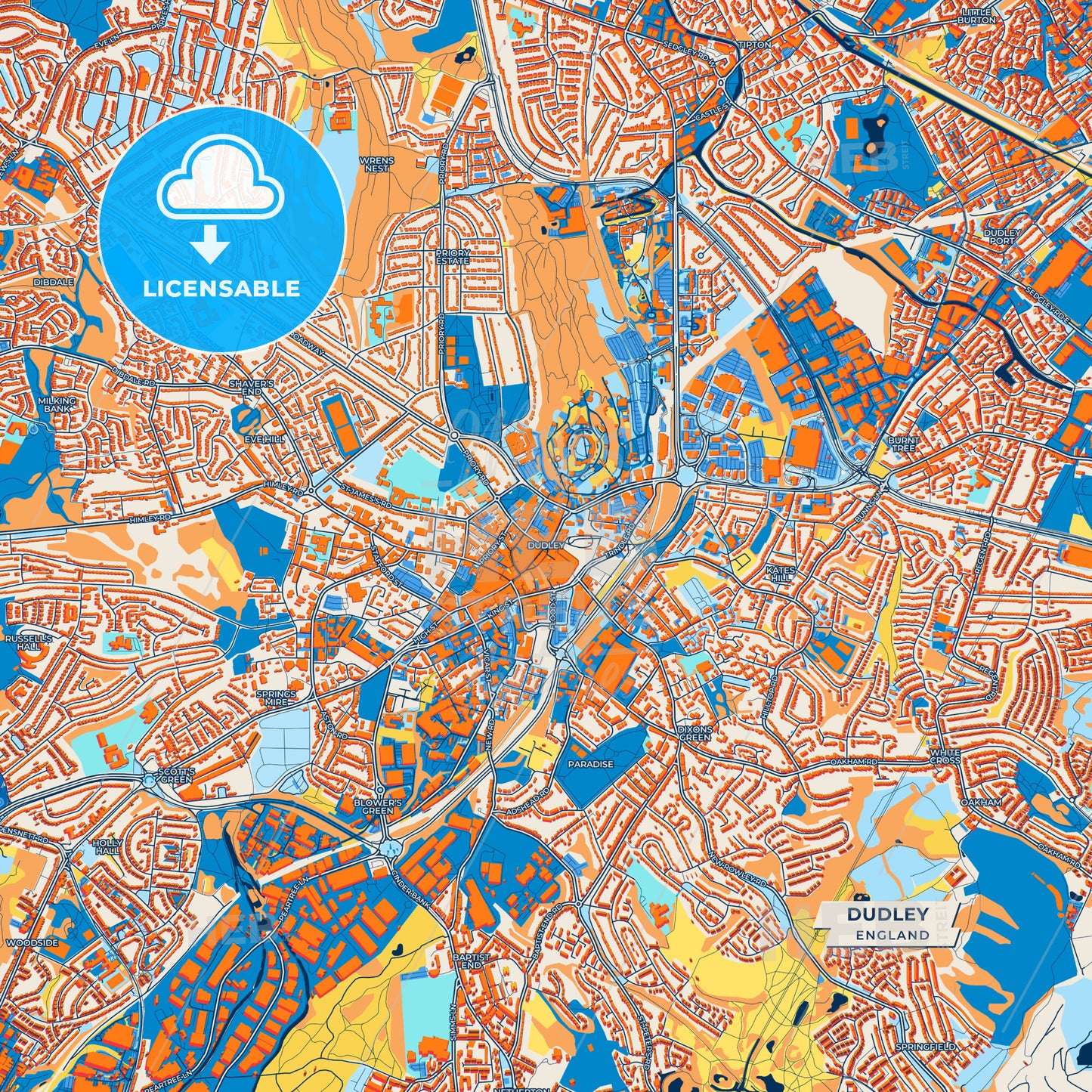 Canvas Print Template of Dudley Street Map