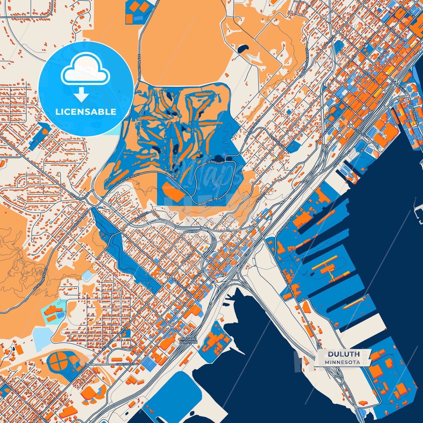 Canvas Print Template of Duluth Street Map